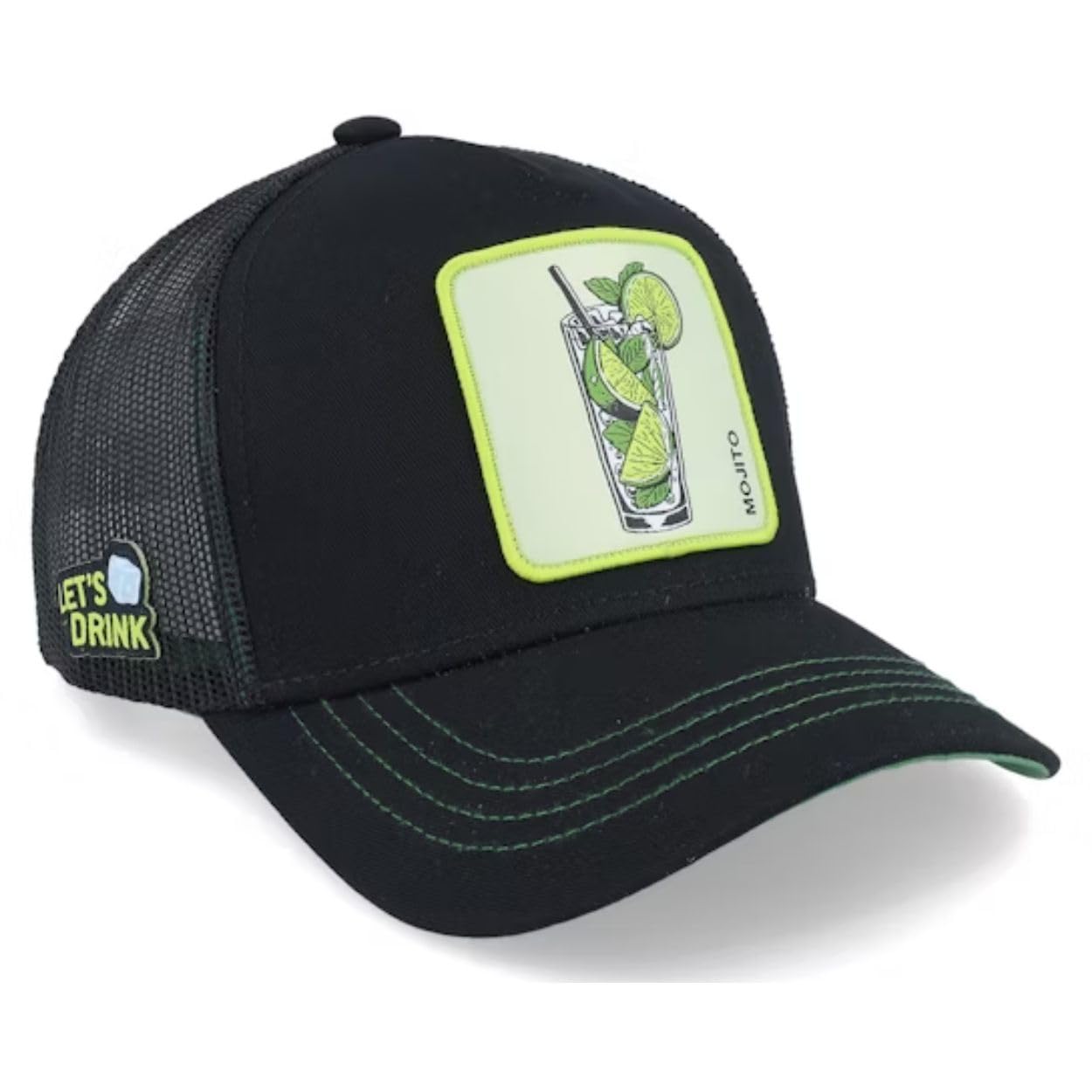 Capslab Cocktails Trucker Cap Women/Men/Snapback - Baseball mesh Snapback, with Peak, Peak All-Season Spring Summer Autumn Winter - One Size Green