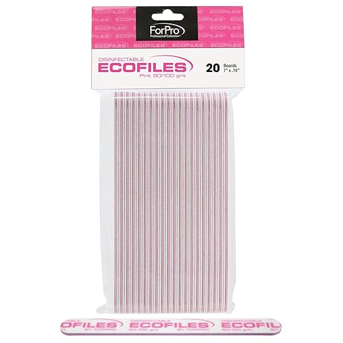 Miniatura 1 de ForPro ECOFILES lima de uñas de espuma ecológica para manicura y pedicura grano 80100 rosa 20 unidades