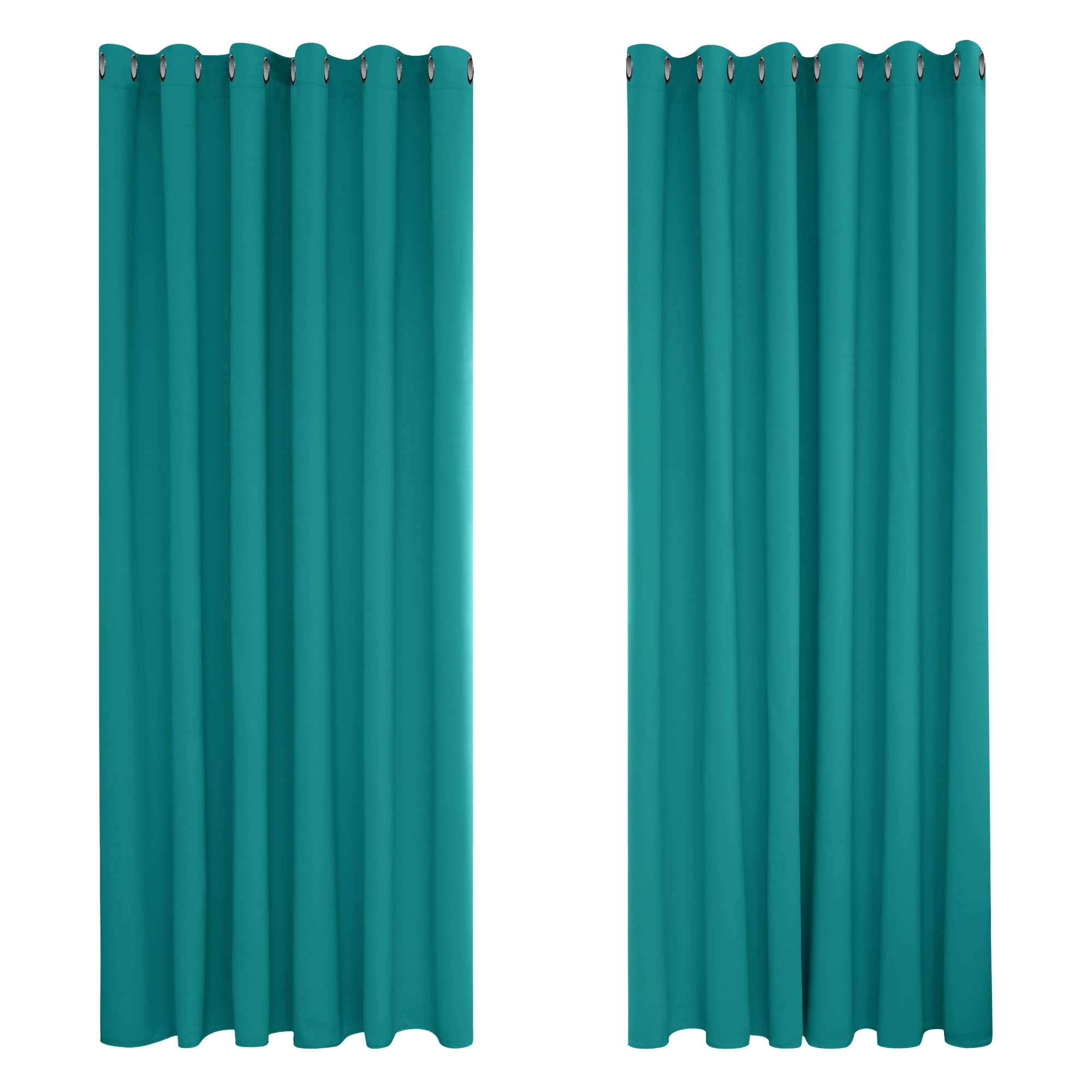 Deconovo Tende Oscuranti per Interni 2 Pezzi 274 CM Altezza, Termiche Isolanti, Anti-Rumore, con Anelli, Ideali per Camera da Letto e Soggiorno, 229x274 CM, Turchese