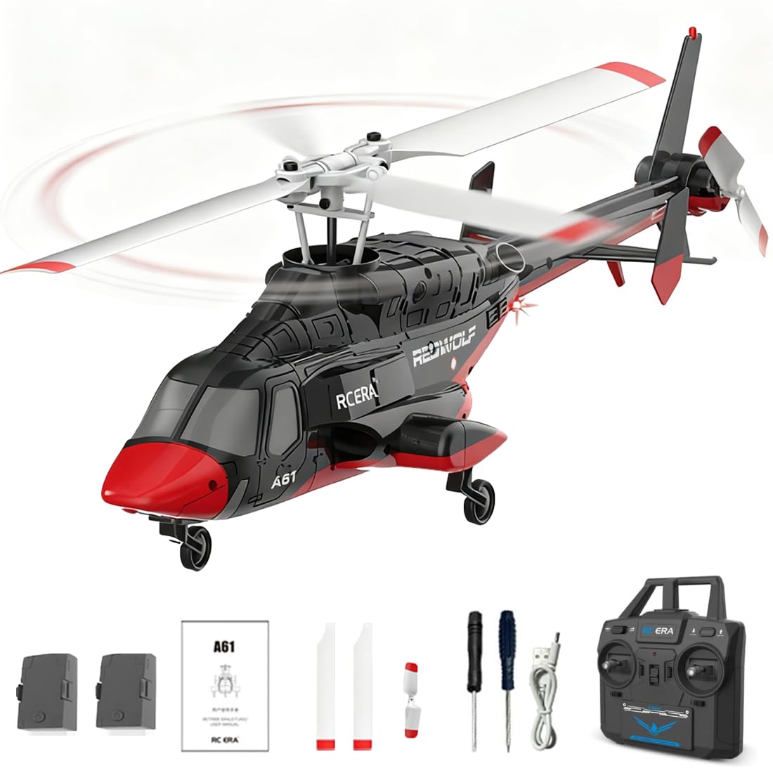 RC ERA A61 RC Helikopter für Erwachsene, 1:52 Little Wolf Ferngesteuerter Hubschrauber mit Höhenhaltung & Optischer Positionsbestimmung, RTF Flugzeug Modell Anfänger