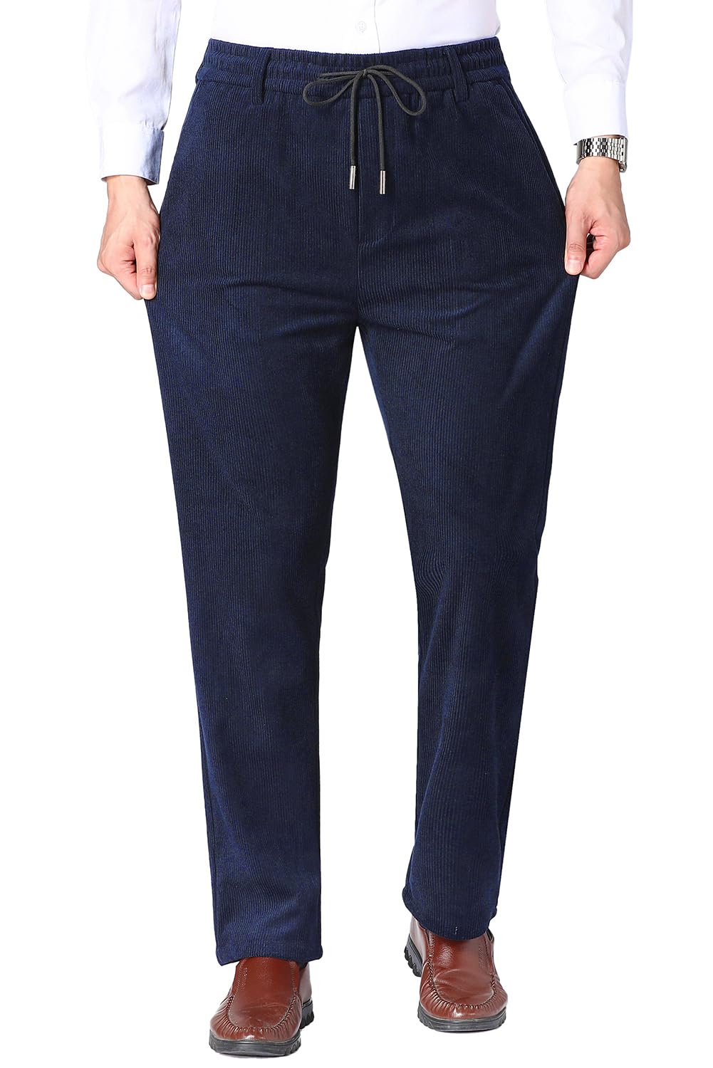 Pantalones de Deporte Hombre Pantalón de Pana de Negocios Casuales Pantalones de Oficina Pantalones de Chándal Cintura Elástica con Bolsillos