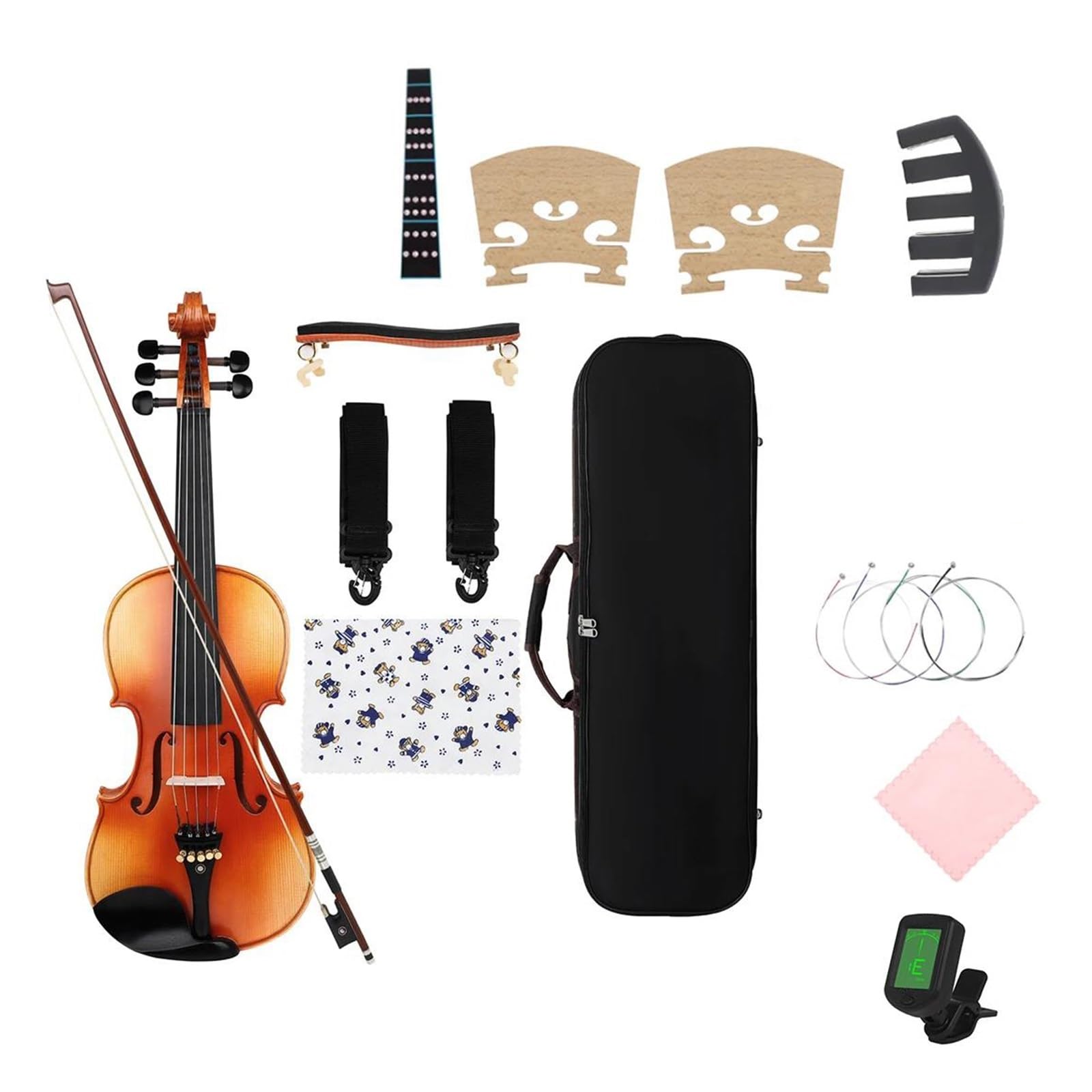 Skrzypce Drewniane Zestaw Skrzypcowy 4/4 Wykonany Z Drewna Klonowego Instrument Strunowy Z Akcesoriami Odpowiednimi Do Występów(1set)