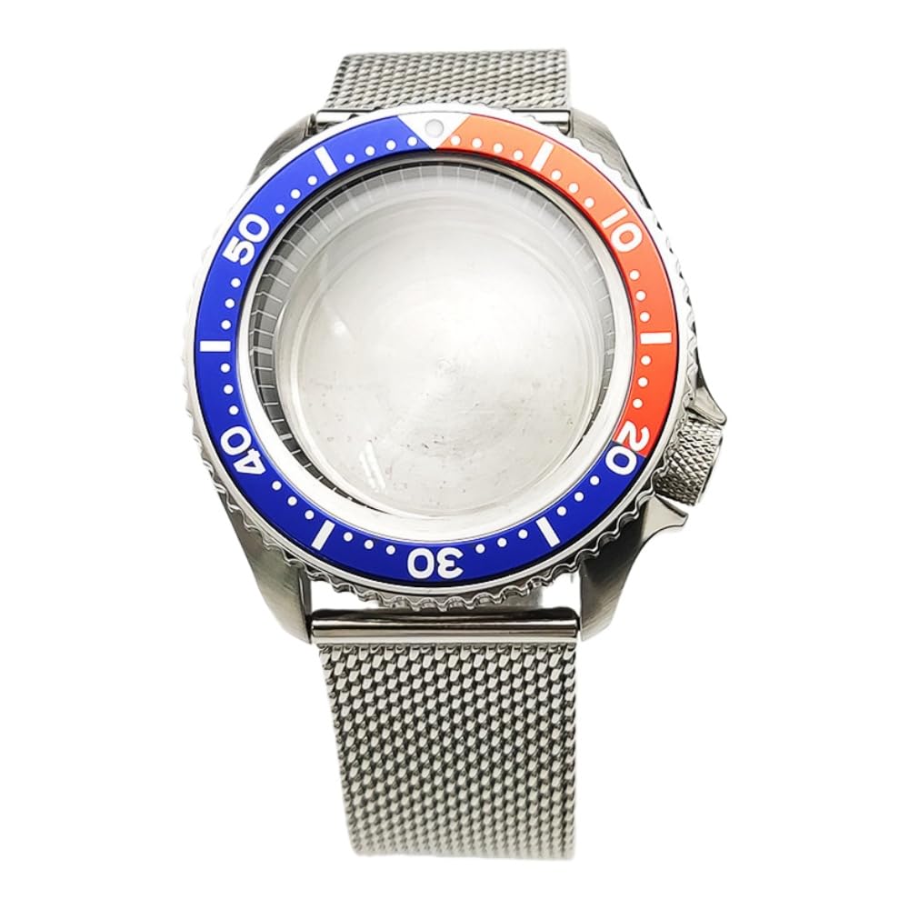 42mm Bubble Szafir Koperta Zegarka Kit z Mesh Pasek, Pasuje dla NH35 NH36 Mechanizm 28,5 Tarcza, 3.8 Korona Nurkowa Koperta Zegarka dla Seiko SKX007
