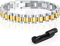 MPRAINBOW 2pcs 18K Gold Plated Stainless Steel Chain Link Bracelets for Women - Adjustable Friendship Bangle with Tool