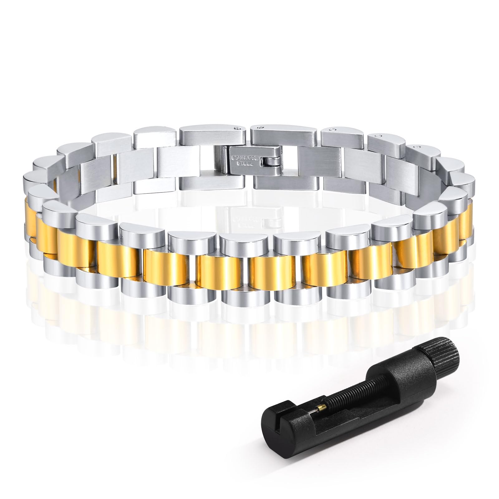 MPRAINBOW Personalized Women Thick Link Bracelet - Love Quote Name ID Engraved Link Bracelet,Adjustable Watch Band Chain Wristband Jewelry Gifts to Lover Girlfriend Wife Mom Sister