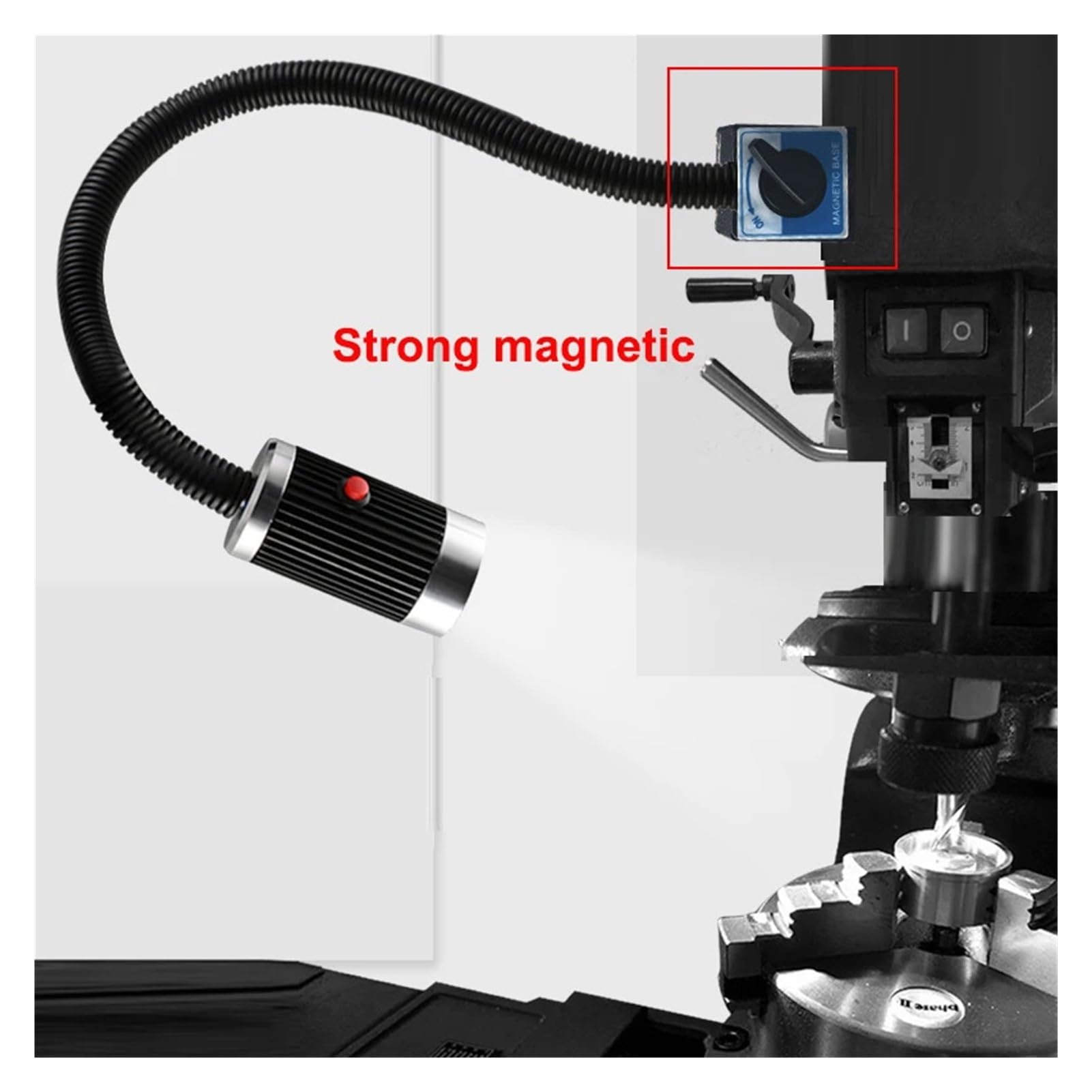 Tokarka, światło robocze, podstawa magnetyczna, lampa LED 9 W, Soft Rod aluminium, lampa robocza CNC, lampa stołowa montowana na magnes (220 V soft rod 80 cm UK)