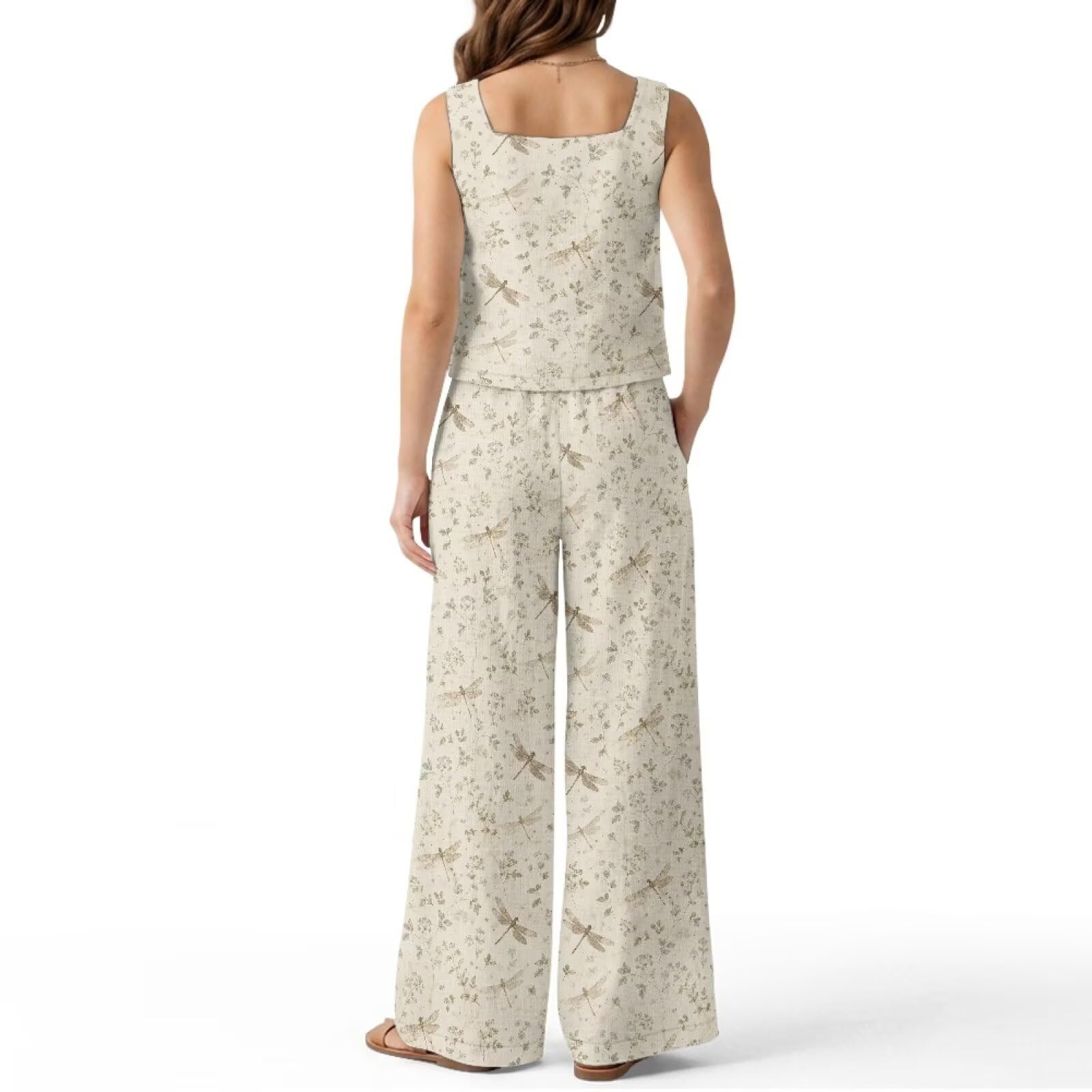 Xoenoiee Set di due pezzi da donna con canottiera e pantaloni, abiti estivi abbinati per spiaggia e vacanze