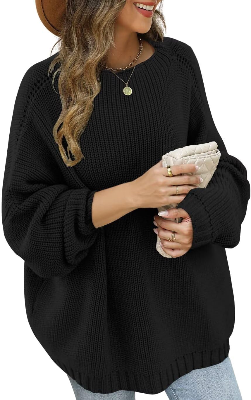 Womens Oversized Sweaters 2026 Fall Casual Batwing Sleeve Mock Neck Loose Chunky Knit Pullover Jumper Tops