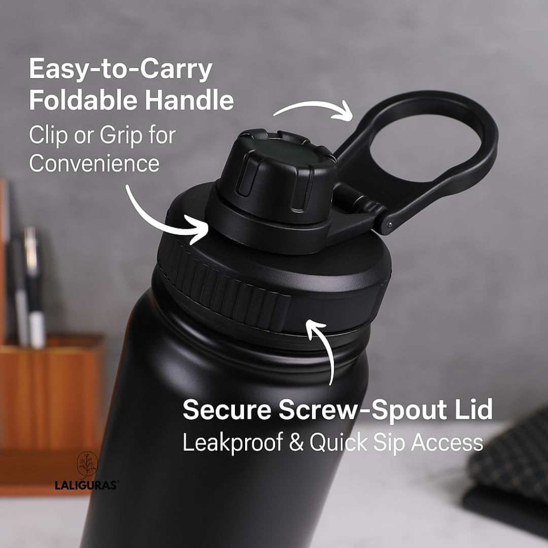 Stainless Steel Sports Water Bottle, 20oz/27oz Double Wall Vacuum Insulated Flask, Leakproof BPA-Free Thermos for Gym, Hiking, Cycling, Office, Hot & Cold Travel Bottle (Blush Rush) - Image 5