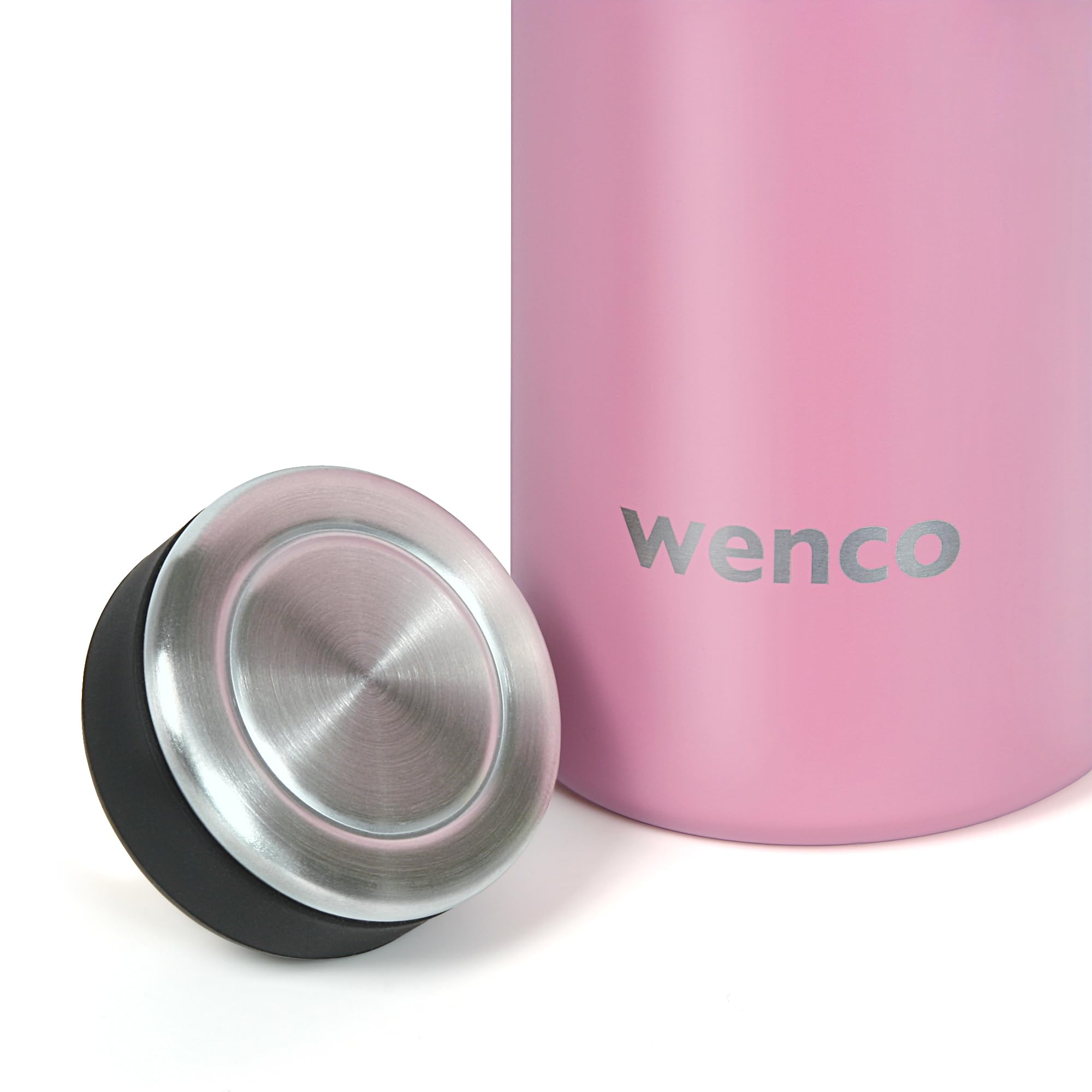 wenco Drinkfles roestvrij staal, 0,5 l/500 ml, geïsoleerd en lekvrij, voor koude en warme dranken, ook als thermoskan bruikbaar, BPA-vrij, flamingo roze