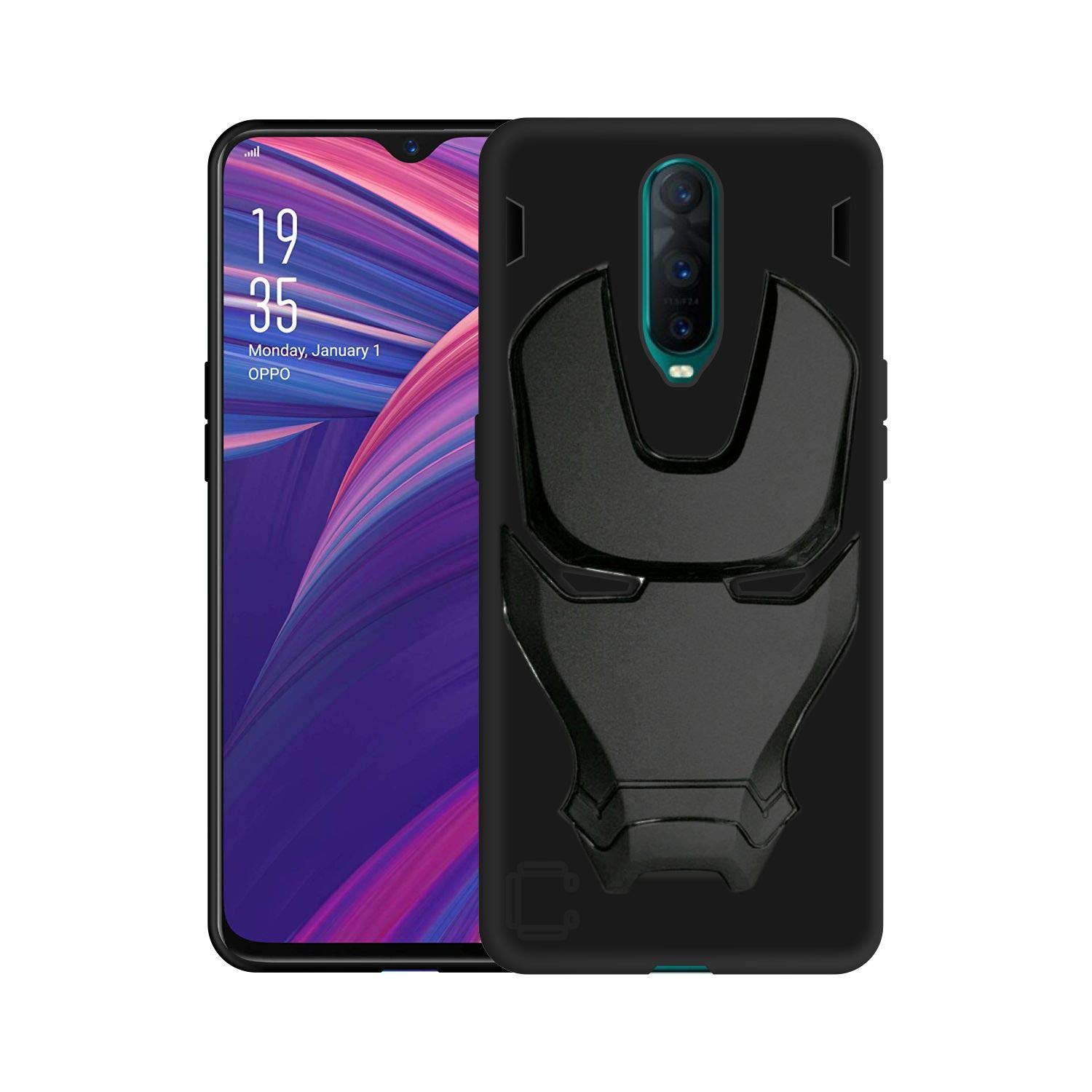 COVERLY Official 3D Touch Feel Trending Avengers Logo Mask Soft Rugged Grip Silicone Iron Man Super Power Cartoon Movie Engraved Silicone Matte Back Cover for Oppo R17 Pro -HD Black (B0CTTF7K71) Amazon Price History, Amazon Price Tracker