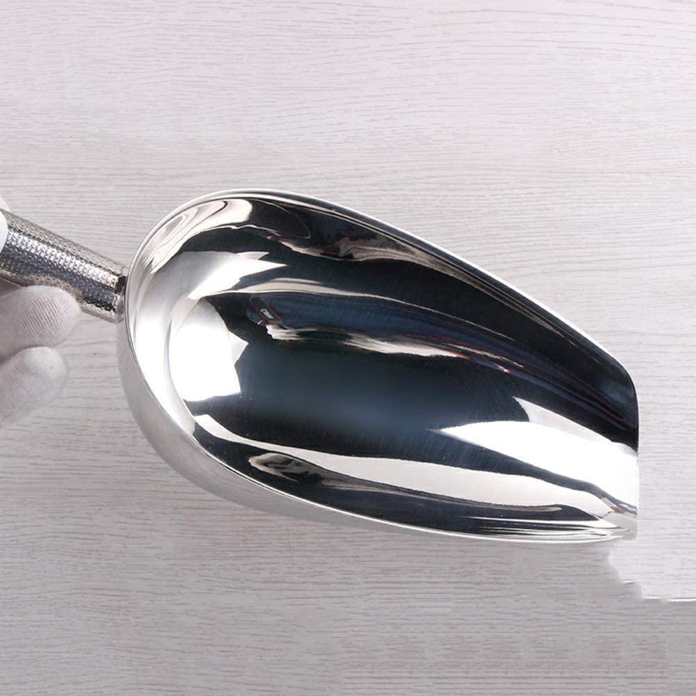 Cuillère en Acier Inoxydable, cuillère à Glace en métal pour Cuisine, Bar, Seau à Glace, Farine, Bonbons, Produits secs, cuillère à Nourriture Argent 29,5 x 10,3 cm (12 x 4 Pouces) (Argent 28 x 9,5