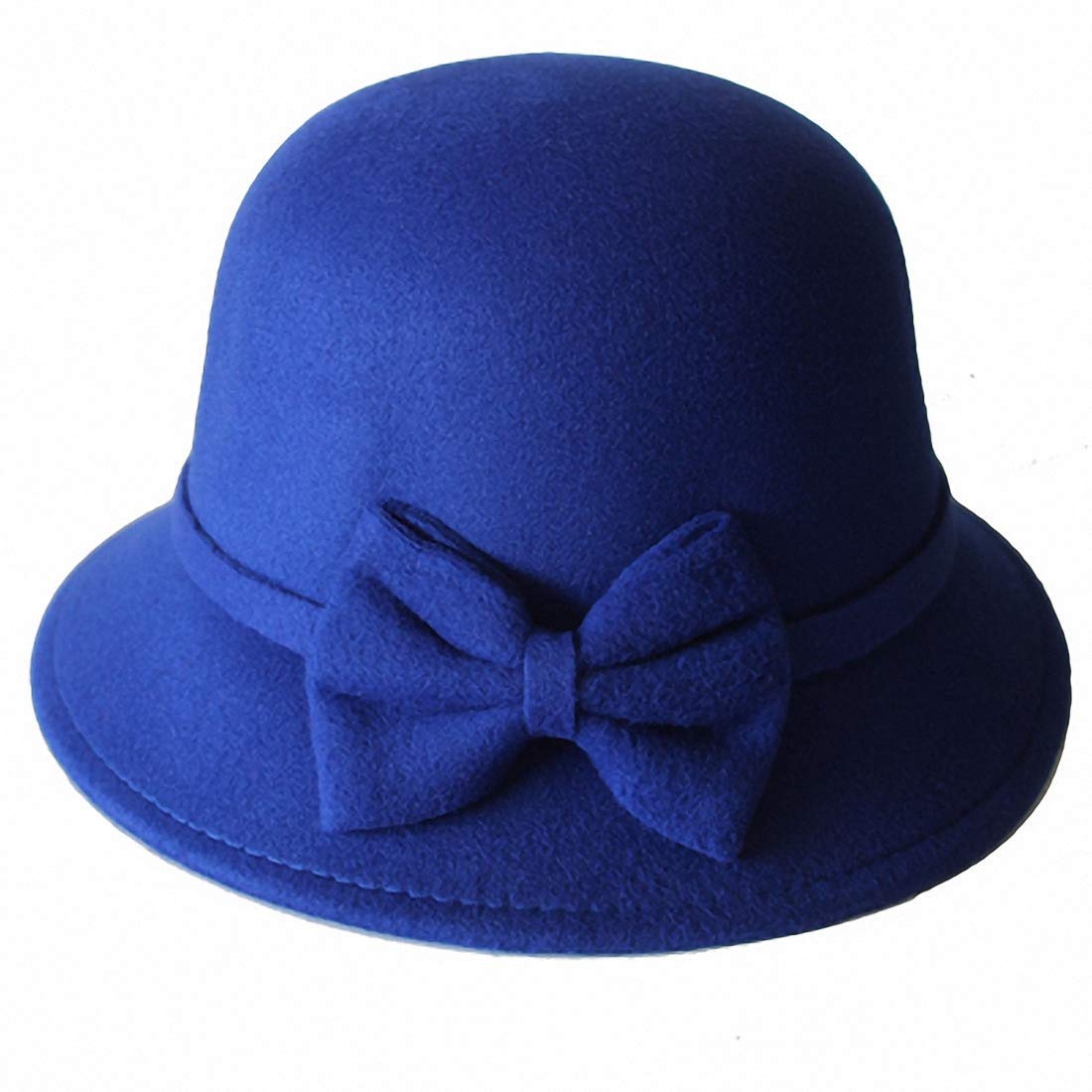 Ulalaza Women Solid Color Cloche Hats Bucket Bowler Fedora Floppy Derby Felt Hat Winter Warm Cap