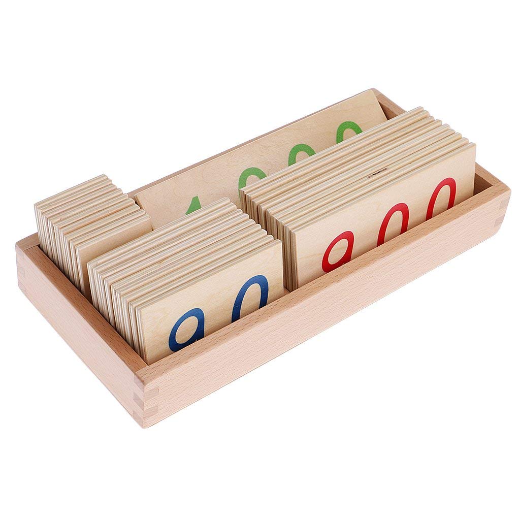 Inzopo Montessori Wooden Number Cards with Box (1-1000) for kids Math Learning Small