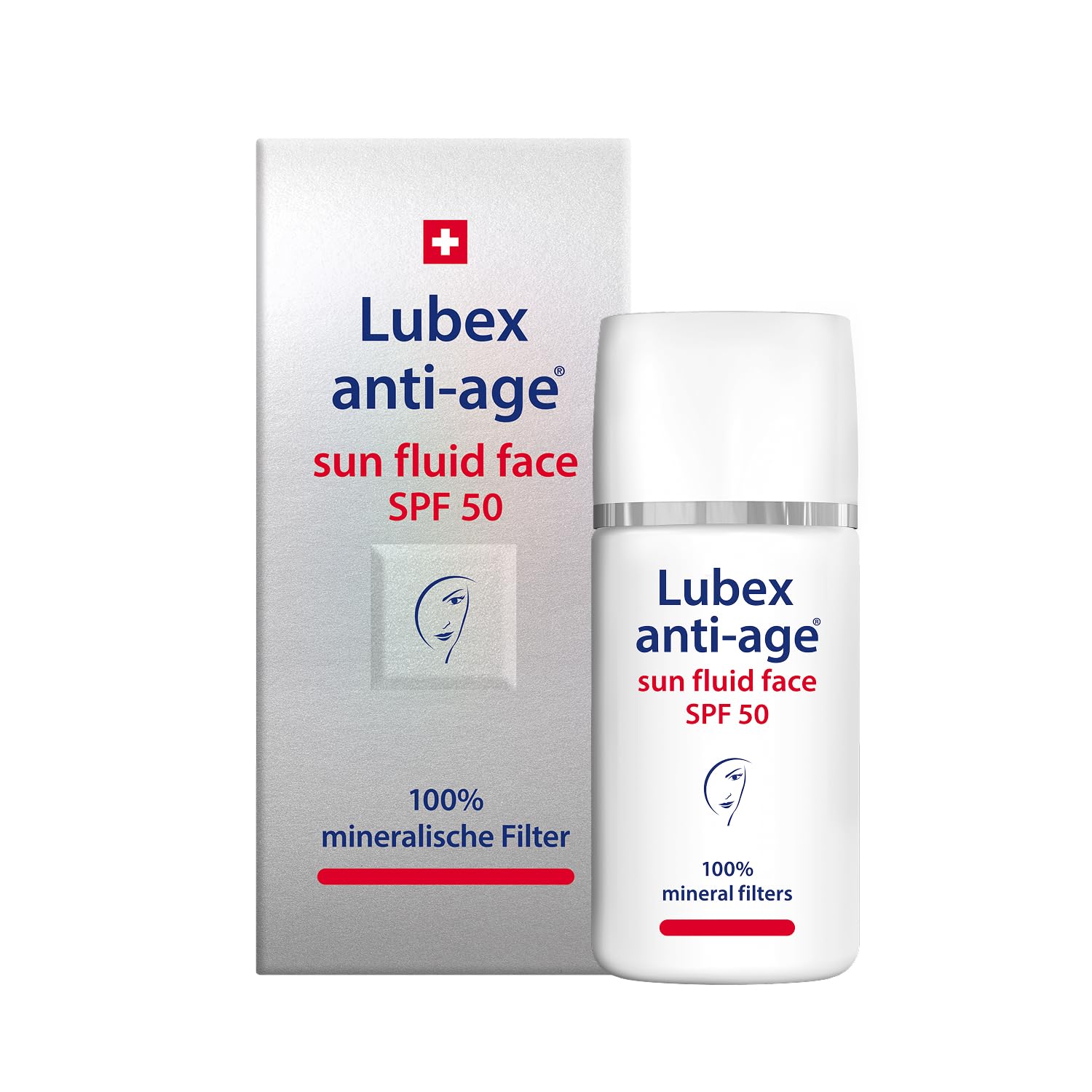 sun fluid face SPF 50 – Mineralischer UVA/UVB-Rundumschutz mit Ectoin und 100% mineralischen Filtern, brennt nicht in den Augen, hergestellt in der Schweiz, 50ml