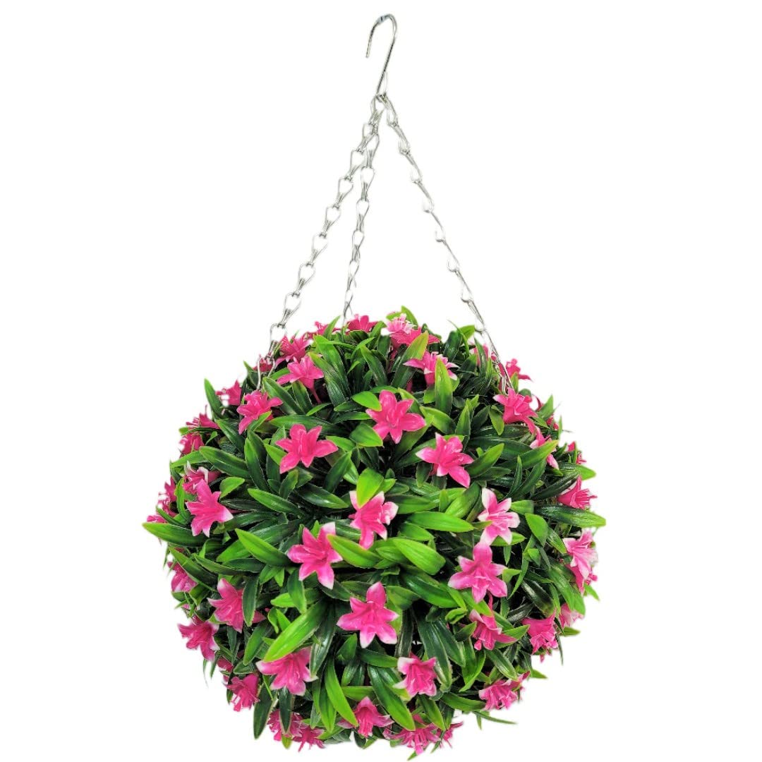 Best Artificial Pink 28Cm Lily Topiary Hanging Flower Ball **Uv Fade Protected** (Pink)