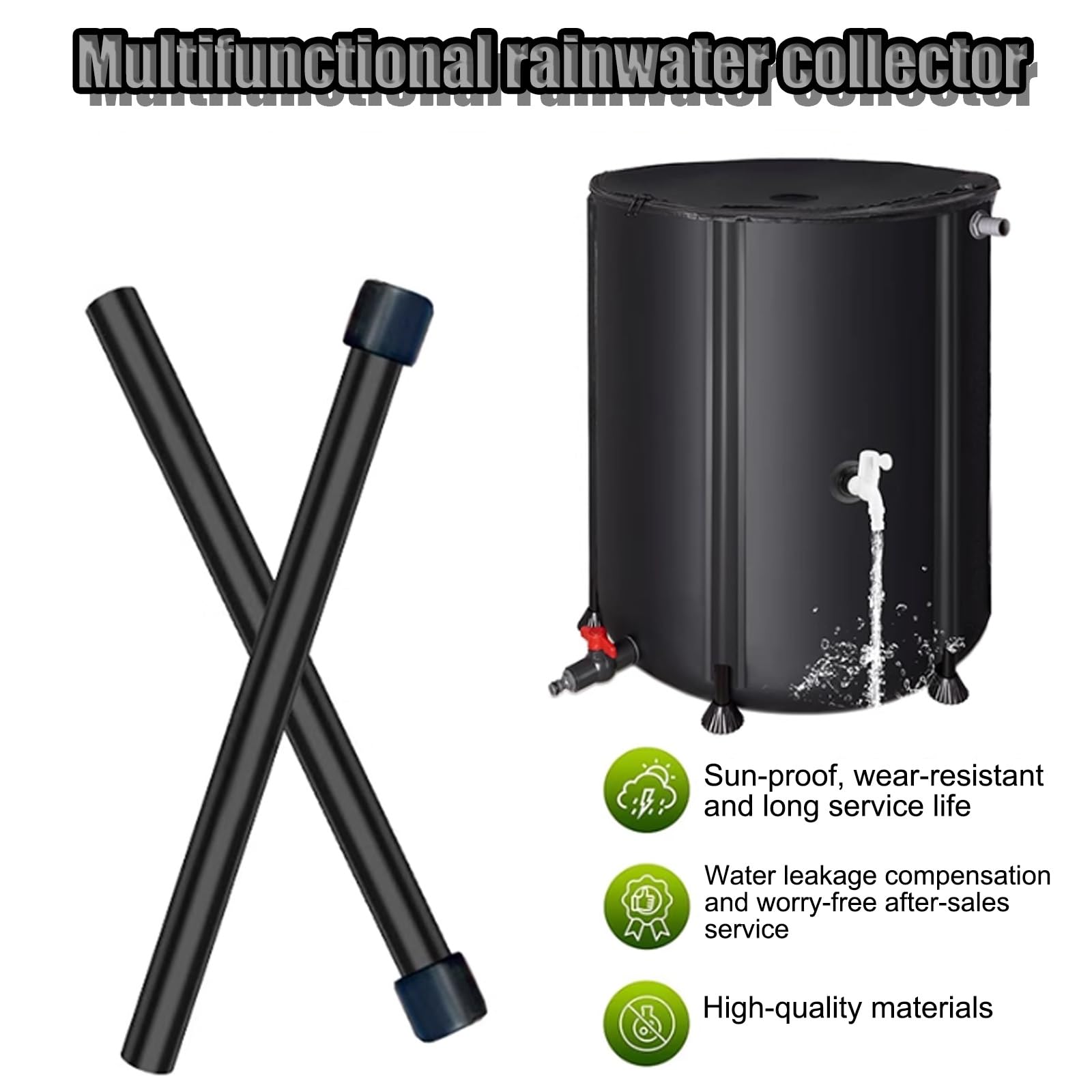 Sistema portátil de recolección de Agua de Lluvia de 1000 l. Barril Plegable para Almacenamiento de Agua para riego de Jardines. Solución para recolección de Agua de Lluvia.