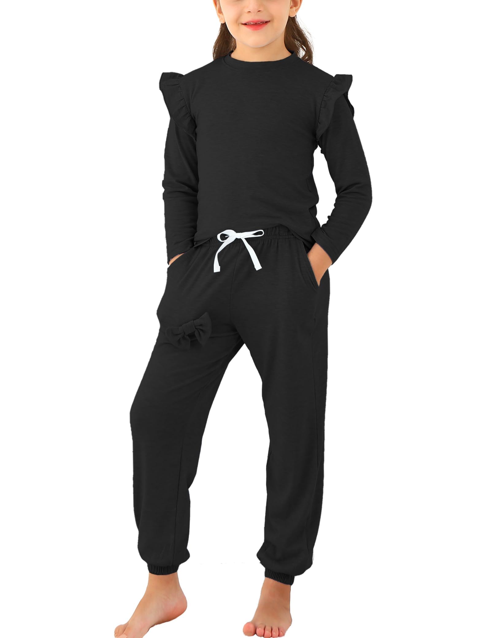 Jimonda Cotton Kids Outfit Girls Sweatsuit Set Solid Tracksuit 2PC