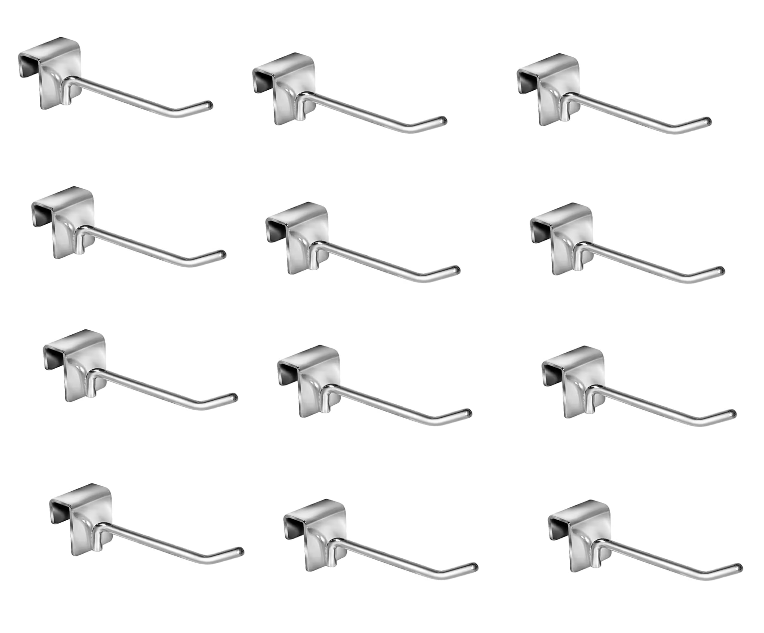 Q1 Beads 12 Pcs. Steel Tube Display Hook 100 mm/4 inch for Square Pipe 15x30 mm -Supermart Shelf Accessories(Chrome)