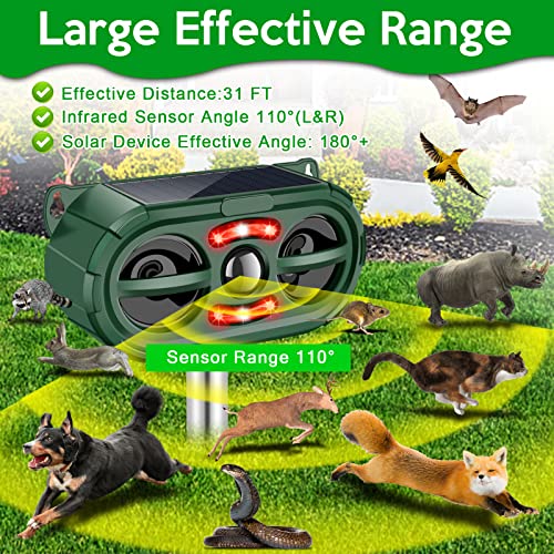 Ultrasonic Animal Repeller, Outdoor Solar Animal Repeller Waterproof Cat Deterrent Solar-Powered Animal Repellent With Motion Sensor, Repel Dogs, Bird, Squirrels, Rabbit, Raccoon For Yard Garden Farm #TOP3