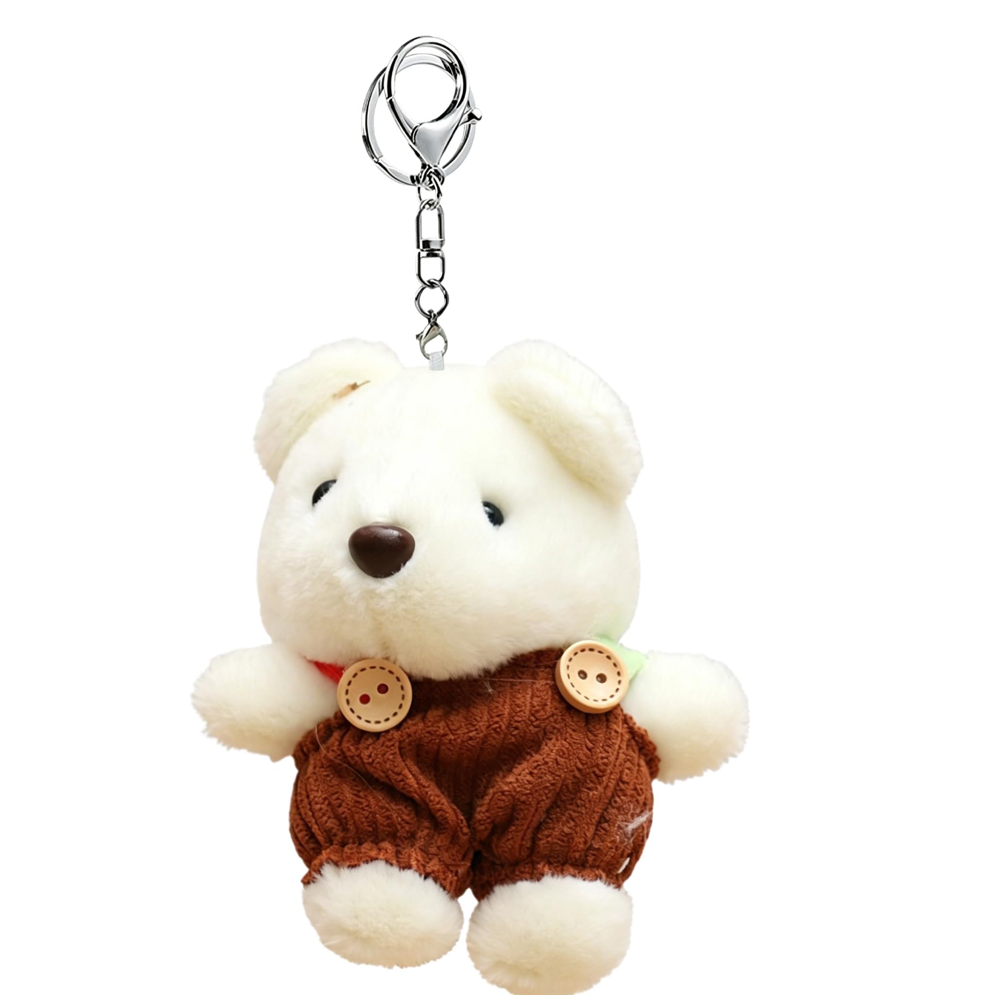 Glimbely Cute Plush Bear Bag Charm for Backpack, Kawaii Car Keychain Holder Cute Stuffed Animal Purse Charms for Handbags (Brown)