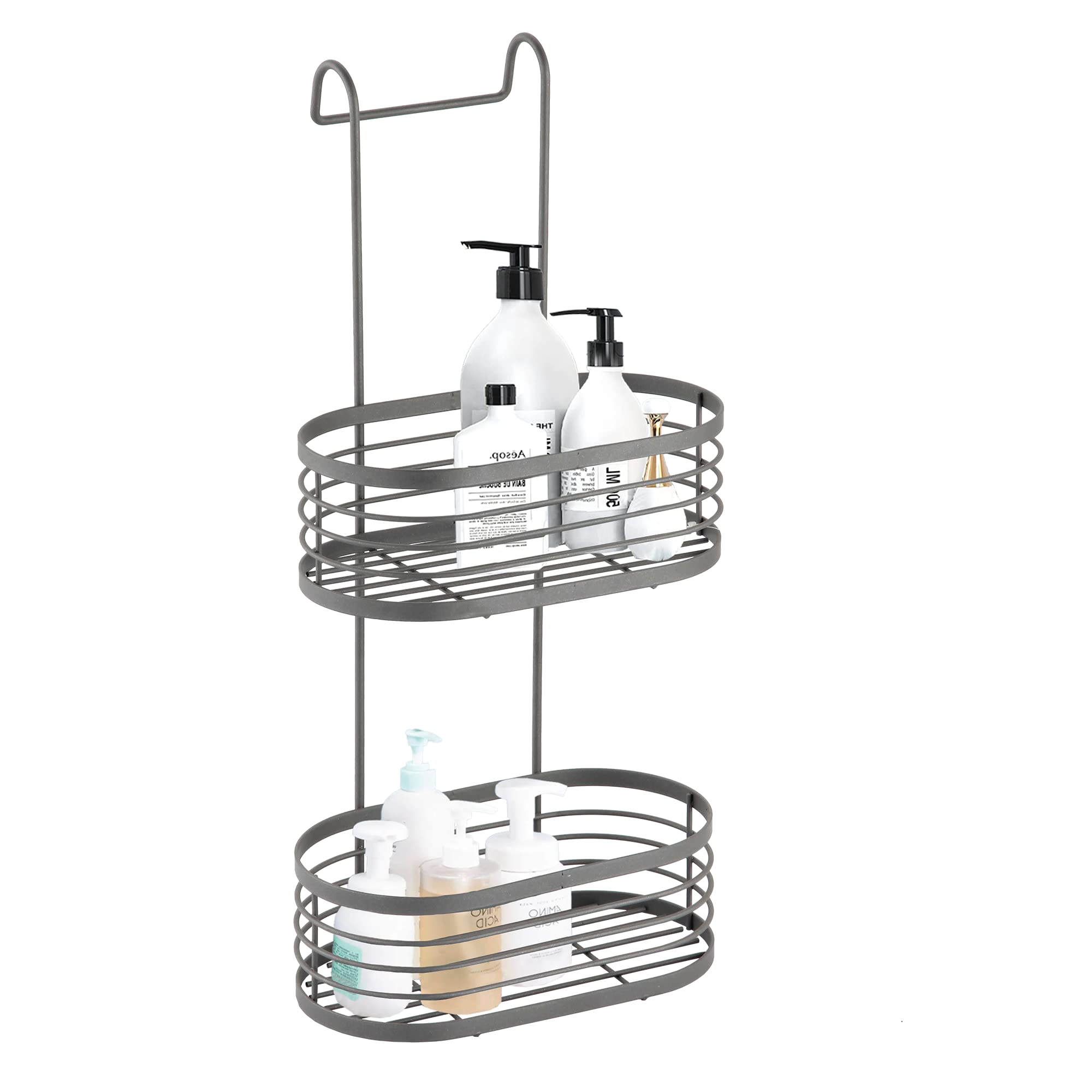 Blue Canyon 2 Tier Over Shower Screen Caddy - Grey - Stainless Steel/Metal
