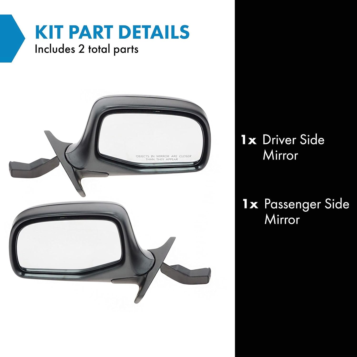TRQ 2 Piece Driver and Passenger Side Mirror Assembly Set Manual Folding Manual Adjustment Non-Heated No Memory Chrome Compatible with 1992-1996 Ford Bronco 1992-1997 F150 F250 1997 F250 HD F350