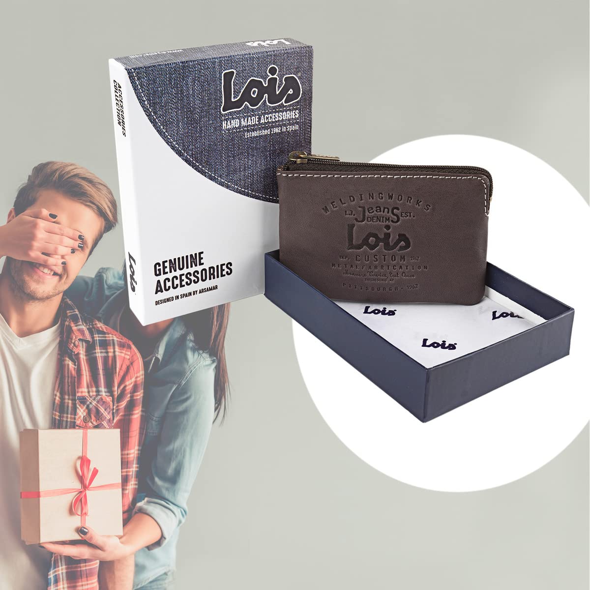Lois - Porte-Monnaie Homme, Porte-Monnaie Homme Cuir Compact RFID pour Usage Quotidien, Petit Porte-Monnaie en Cuir Au Design Fonctionnel pour Pièces Et Essentiels