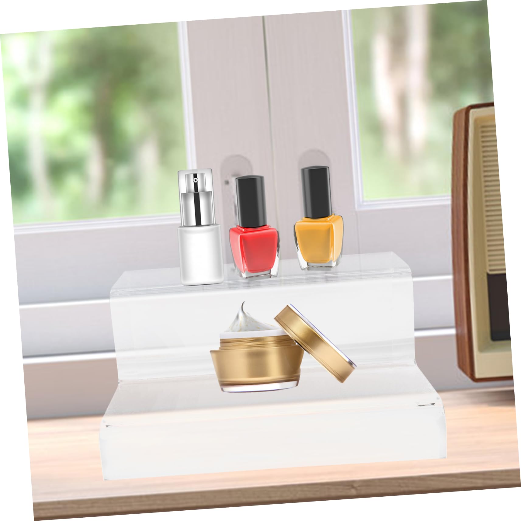 Alipis 4 Stück Acryl Display Riser Stufig Transparenter Aussteller für Figuren Schmuck Parfüm Make Up für Einzelhandel und Messen Platzsparend und Praktisch