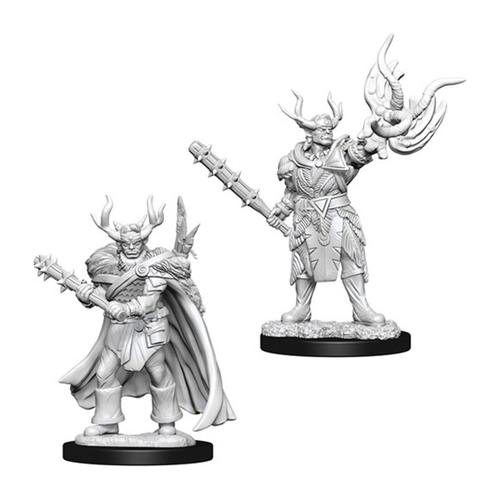Dungeons & Dragons Pathfinder Deep Cuts Unpainted Miniature: Male Half-Orc Druid - Grey