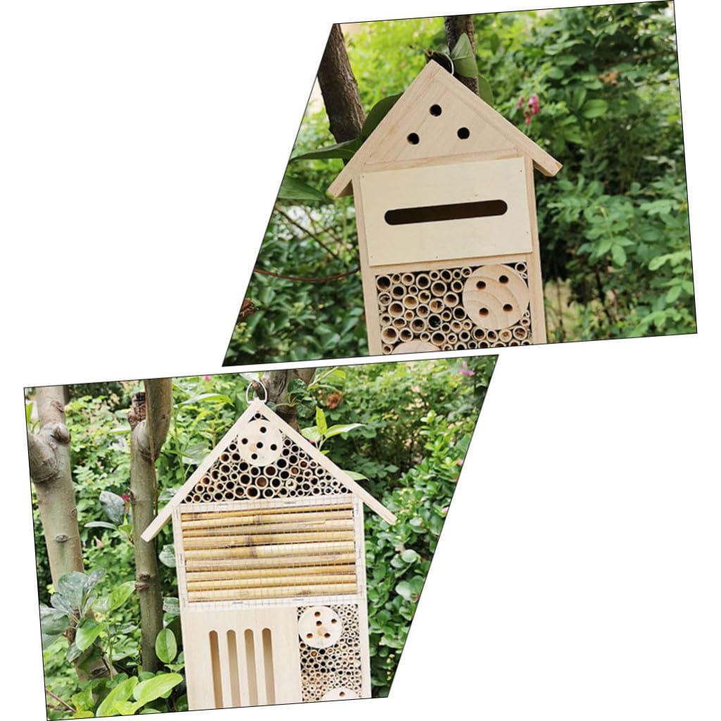Lurrose 2 Stück Insektenhaus für Garten mit Umweltfreundlichem Material und Wetterfestem Design als Bienenhotel zur Beobachtung von Wildbienen und Marienkäfern