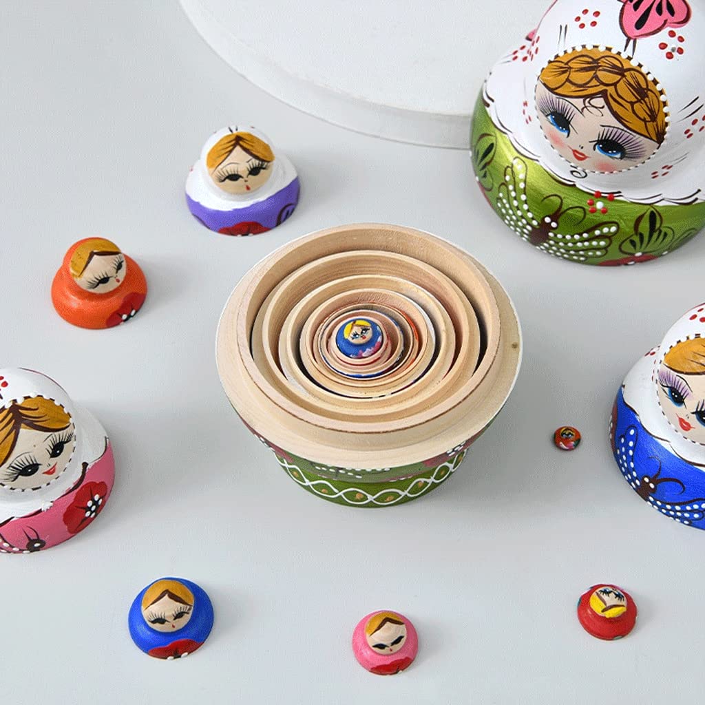 Matrioszka Geschilderd Handwerk Russische Nesten Poppen 10 Stuks Matryoshka Hout Stapelen Geneste Set Collectible Poppen Set voor Home Decor zabawny prezent