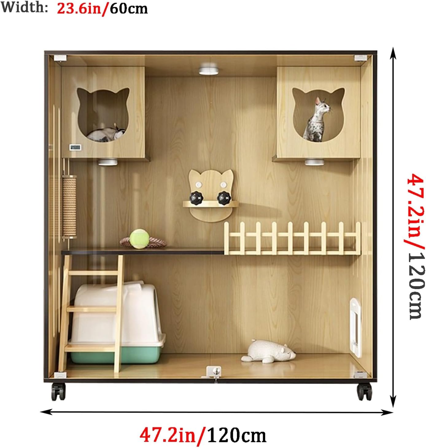 Cat Cage, solid wood Cat Playpen does, Large space, 3-layer platform design, Exercise place for 1 to 2 cats, Outdoor/balcony Cat Enclosures(47.2x47.2/120x120cm)