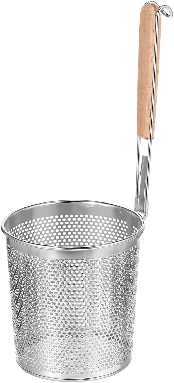 INOOMP Dumpling Noodle Strainer Restaurant Fry Strainer Draining Pasta Sieve Fine Mesh Mesh Food Colander Net Easy Liquid Drainage