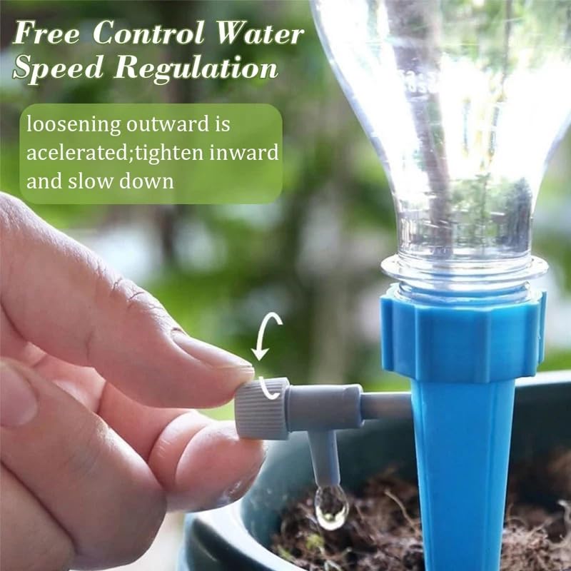 6-24pcs Auto Adjustable Drip Spike Water Bottle Irrigation System Self Dripper Automatic Device Indoor Plant(Blue-24Pcs)
