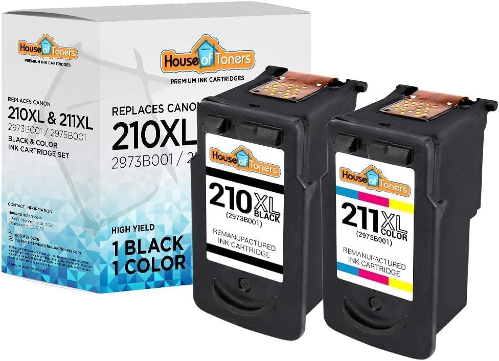 Houseoftoners Remanufactured Replacement for Canon PG-210XL Black and CL-211XL Ink Cartridge Color PIXMA iP2700, iP2702, MP240, MP250, MP270, MP280-2-