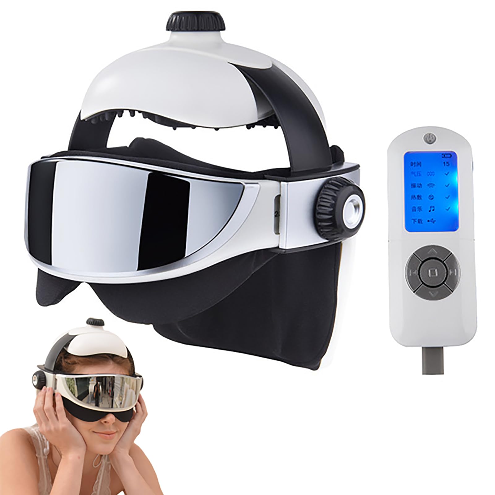 Massaggiatore Elettrico per Digitopressione sulla Testa, Casco Massaggiatore per La Testa con Funzione di Calore, 4 modalità E Dimensioni Regolabili, Spegnimento Automatico in 15 Minuti,