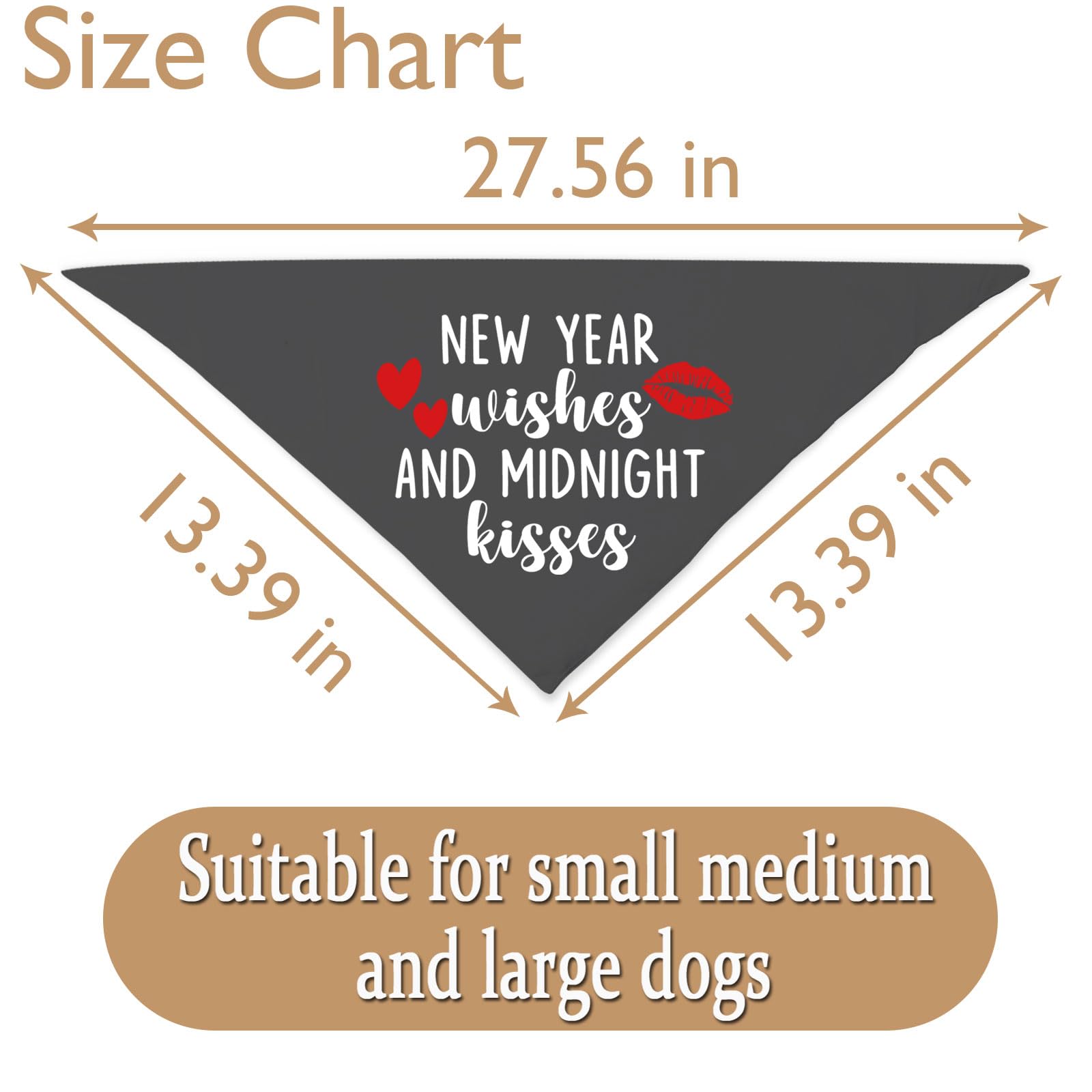 1 Piece New Year Wishes and Midnight Kisses Dog Bandana New Years Celebration Tie on Scarf New Years Eve Gift (Midnight Kisses D) - Image 4
