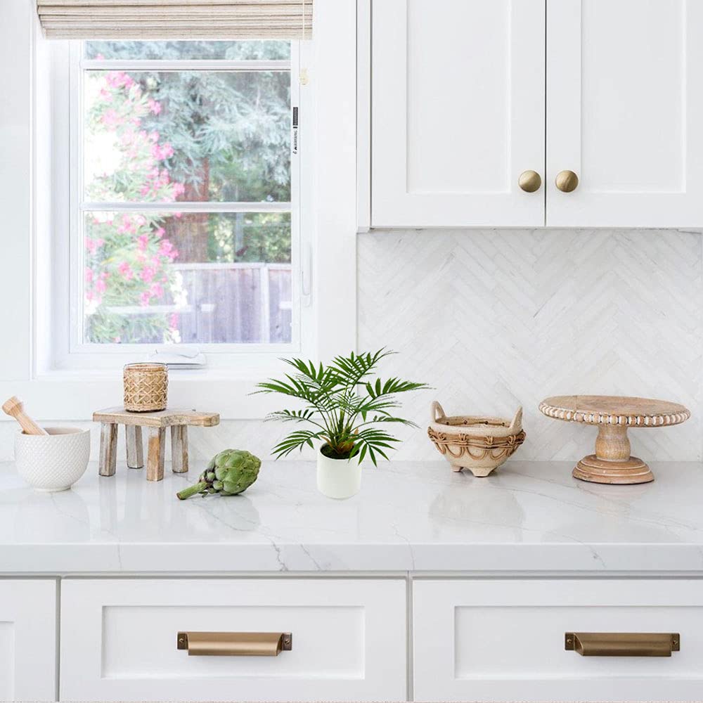 BESAMENATURE Artificial Palm Tree Plant, Potted Artificial Plant for Home Office Decoration, 12" Tall, Ships in White Ceramic Planter