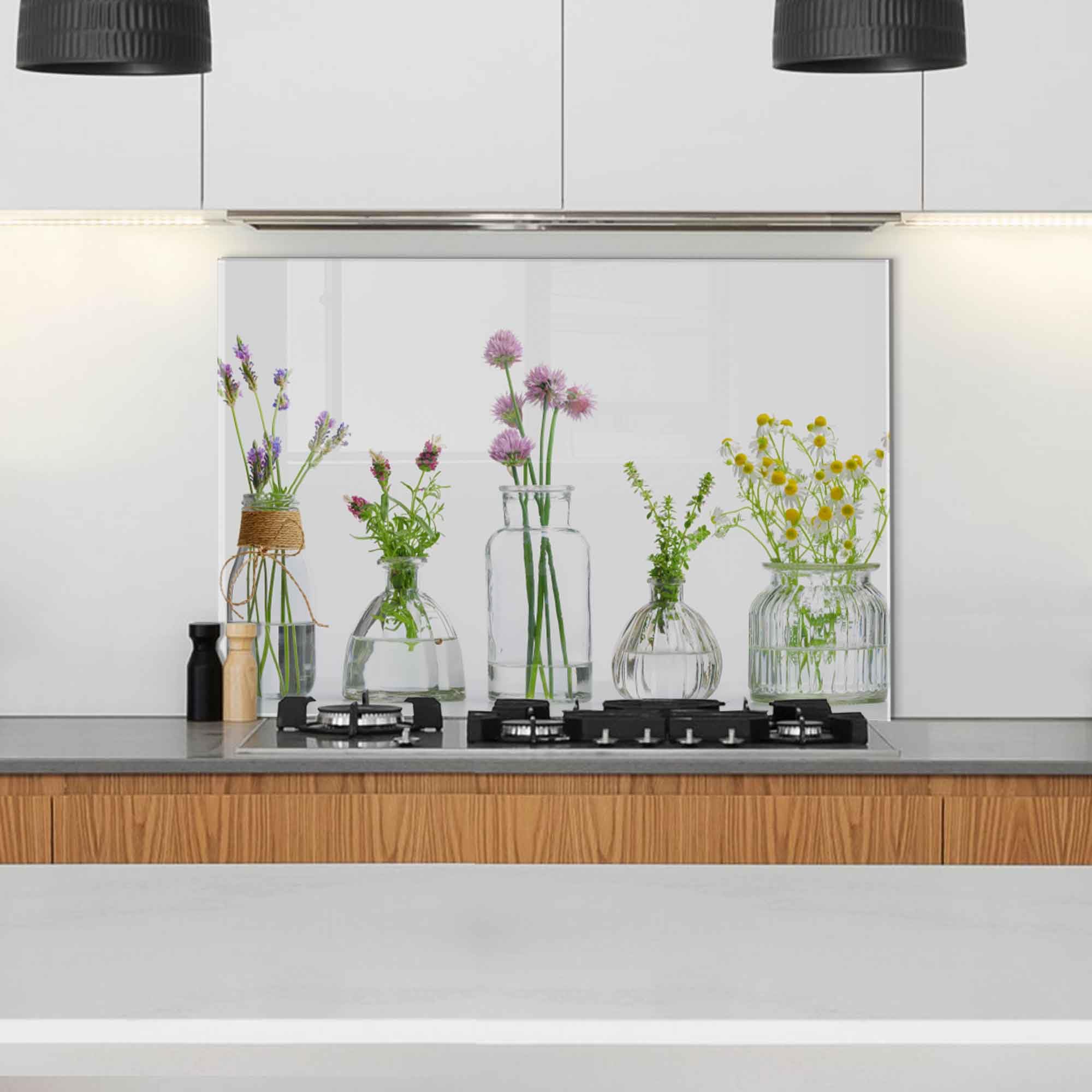 Roggmard Tempered Glass Kitchen Backsplash, Stove Back Top Cover, Splashback Tile, Kitchen Sink Cover Splash Guard, Home Kitchen Decor (25.5x12''-(65x30cm))
