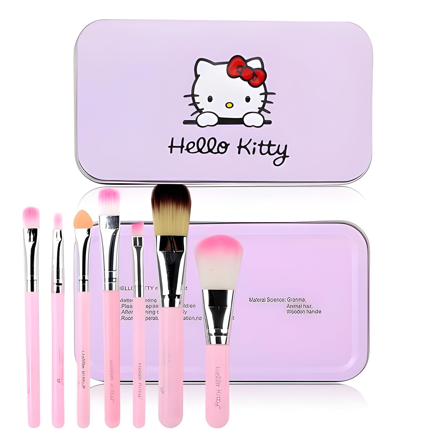SHISHI 7Pcs Professional Pink Hello, Kitty Cat Soft Makeup Brush Set with Box, Birthday Gift for Hello, Kitty Fans-picture-17