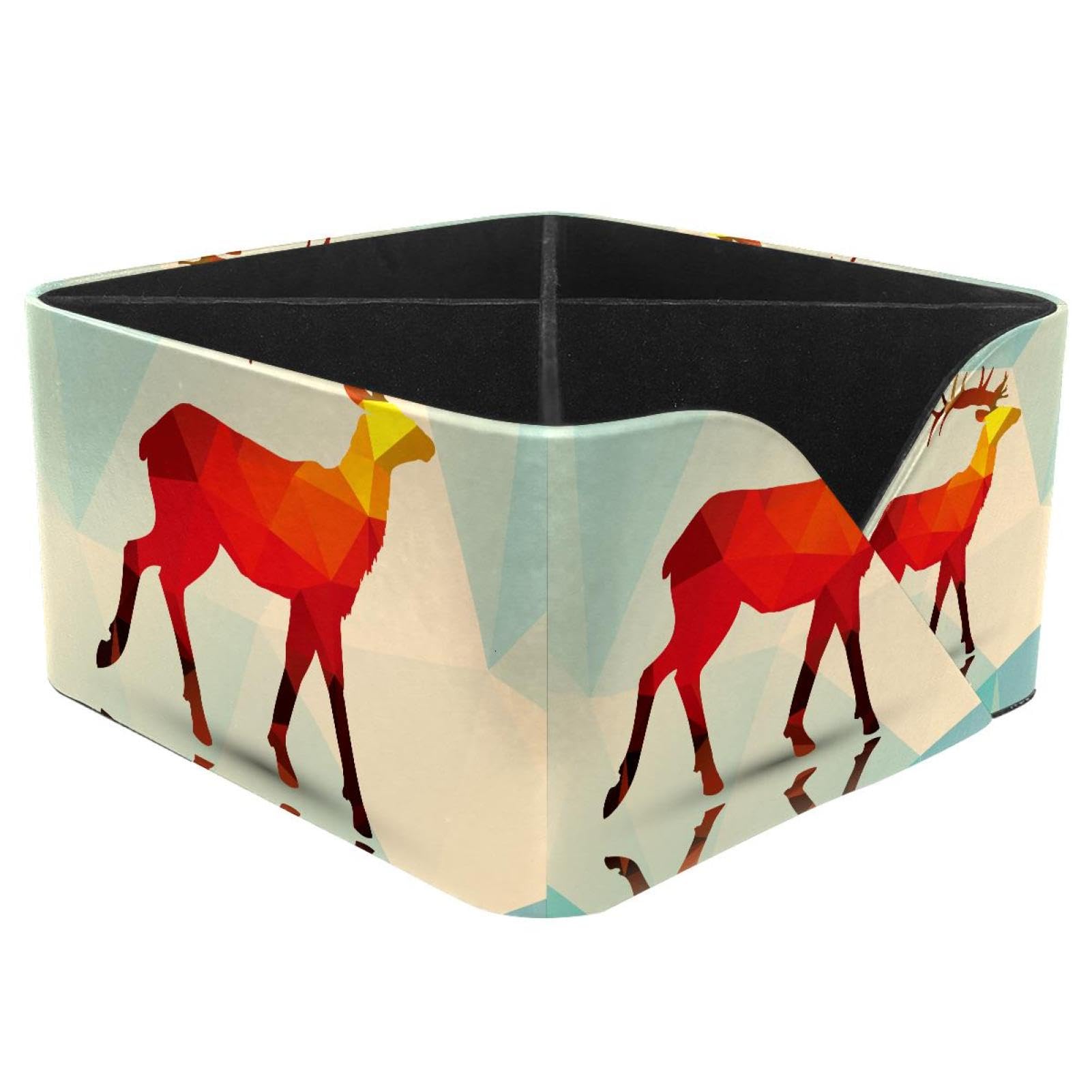 KengjuTesu Deer Desktop Organizer Pen Holder, Rectangular Pencil Cup for Office, Study and Makeup Stations