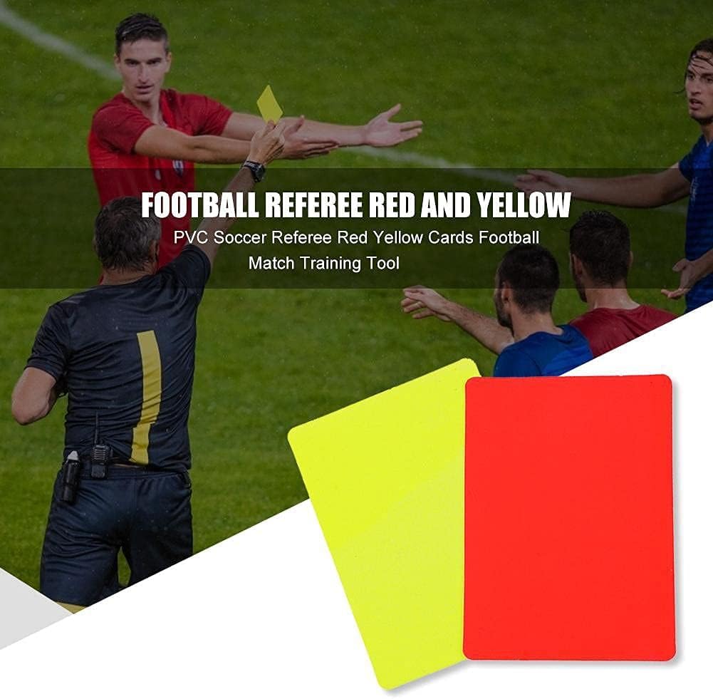 Juego de Tarjetas de Árbitro Deportivo de Fútbol - Tarjeta Roja PCV y Amarilla con Bolígrafo