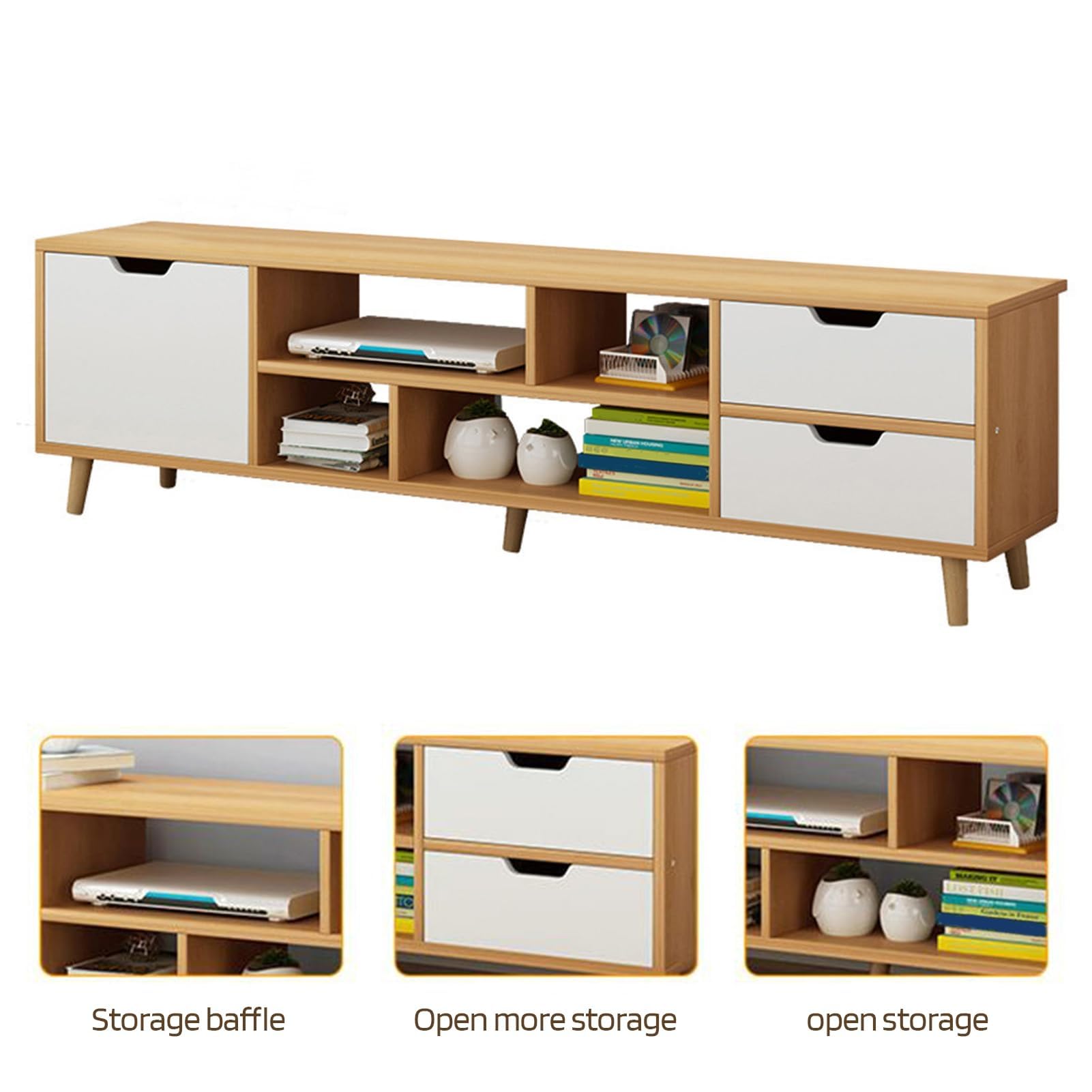 Moderner 140,7 cm TV-Ständer Entertainment Center mit Stauraum, weißer TV-Konsolentisch für Wohnzimmer, TV-Tisch und Media-Center-Möbel