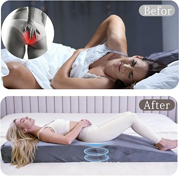 BBL Mattress with Hole After Surgery for Sleeping, High Density Foam BBL Bed & Brazilian Butt Lift Recovery Pillow, Removable Cover, Post-Surgery Mattress for Buttocks Recovery, 67.1x22x6.4 in (Grey)