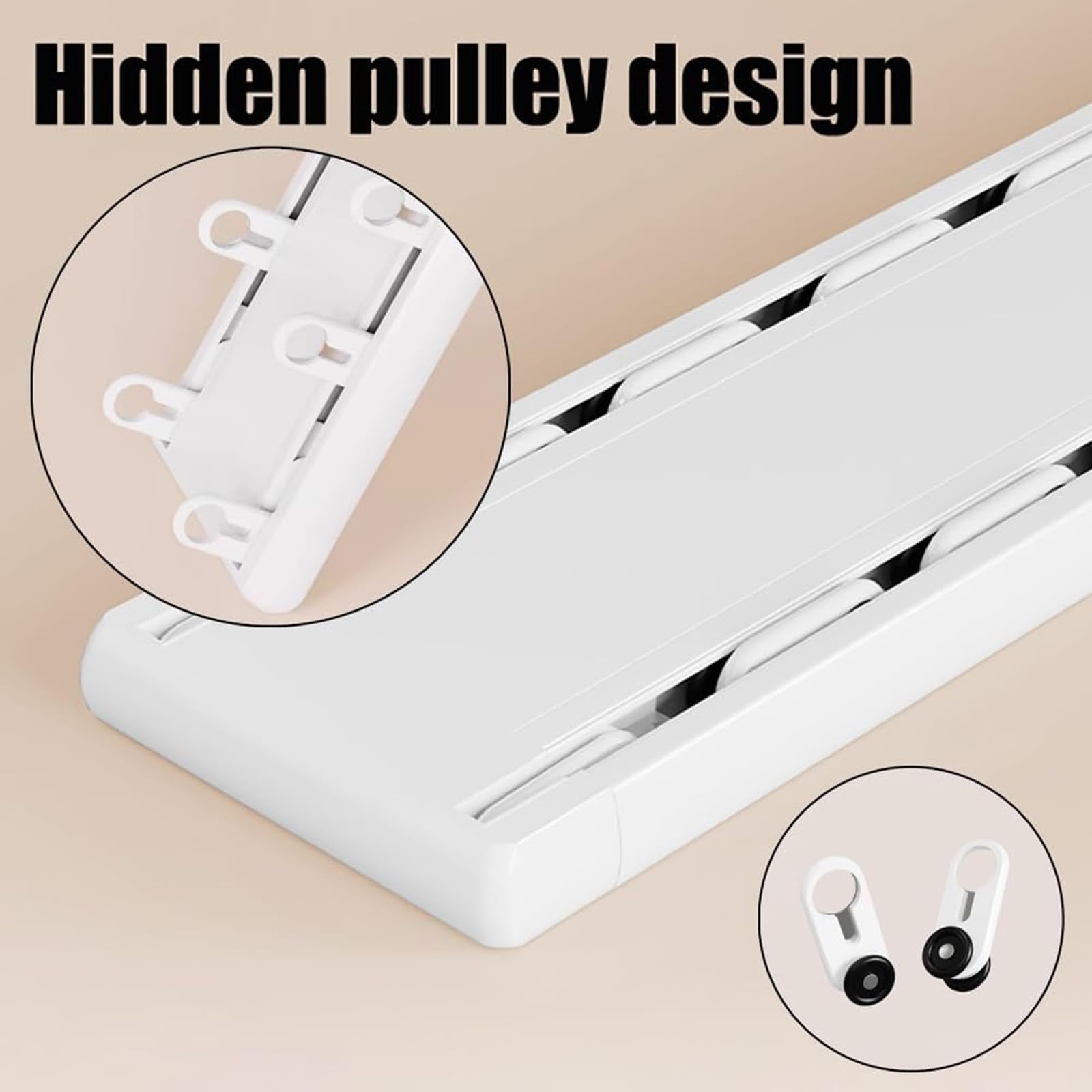 Système de tringle à rideaux, tringle à rideaux de plafond double rangée - Rail coulissant robuste pour salon et chambre, séparateur de pièce facile à installer, 1,6 m (5,2 pi), blanc - Idéa