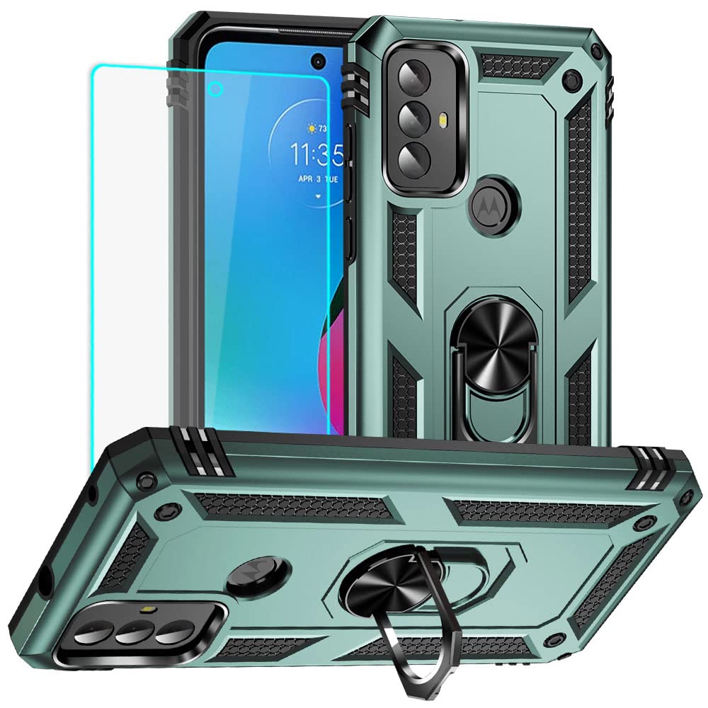 Yiakeng for Moto G Play 2023 Case, Moto G Play 2023 Phone Case with HD Screen Protector, Military Grade Protective Cases with Ring for Moto G Play