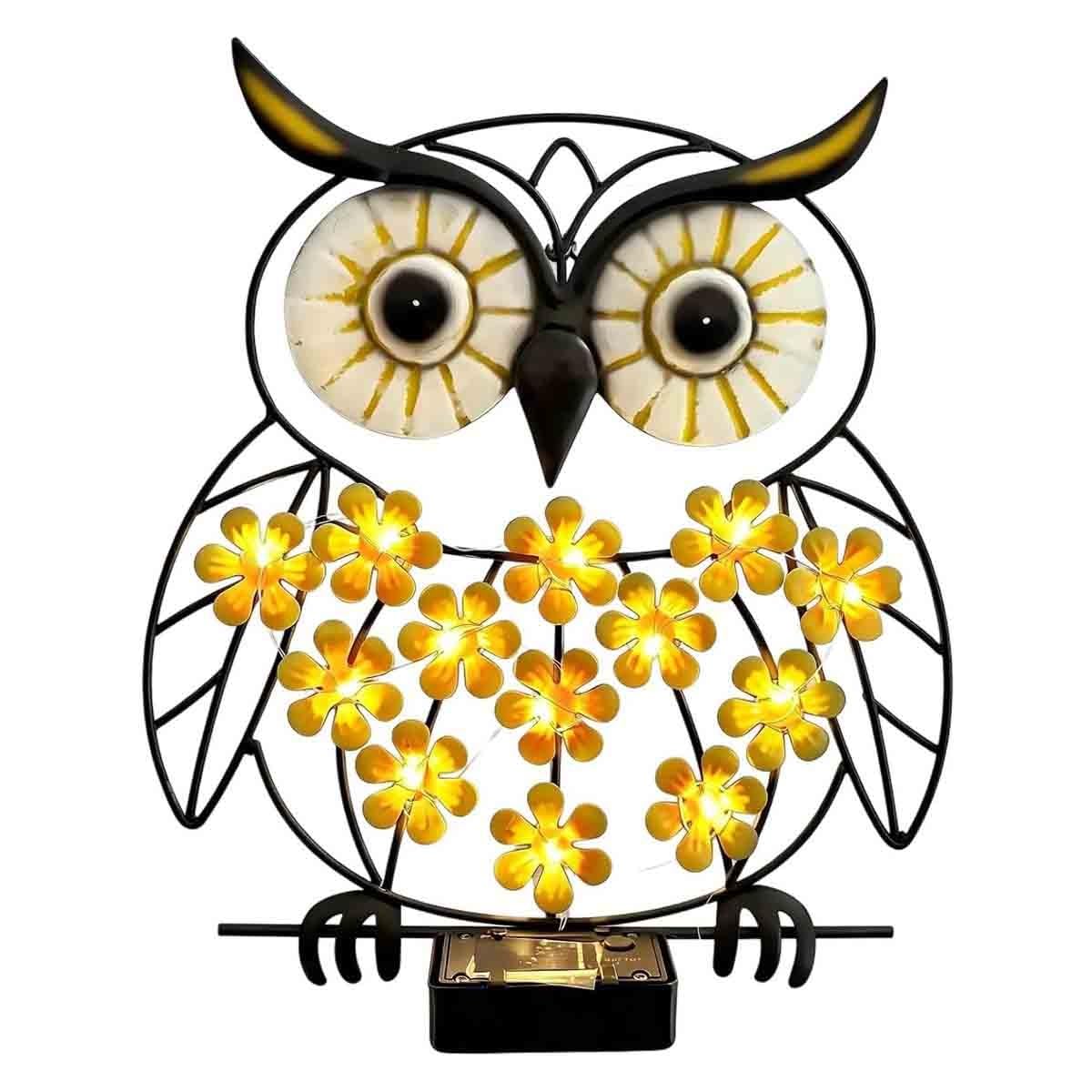 DTWEFF Solar Butterfly Wall Lamp, Wall Decorative Metal Lights Outdoor Butterflys Shape, Waterproof LED Flower Wall Lamp for Patio, Yard, Porch, Garden Fence, Lawn(Owl)