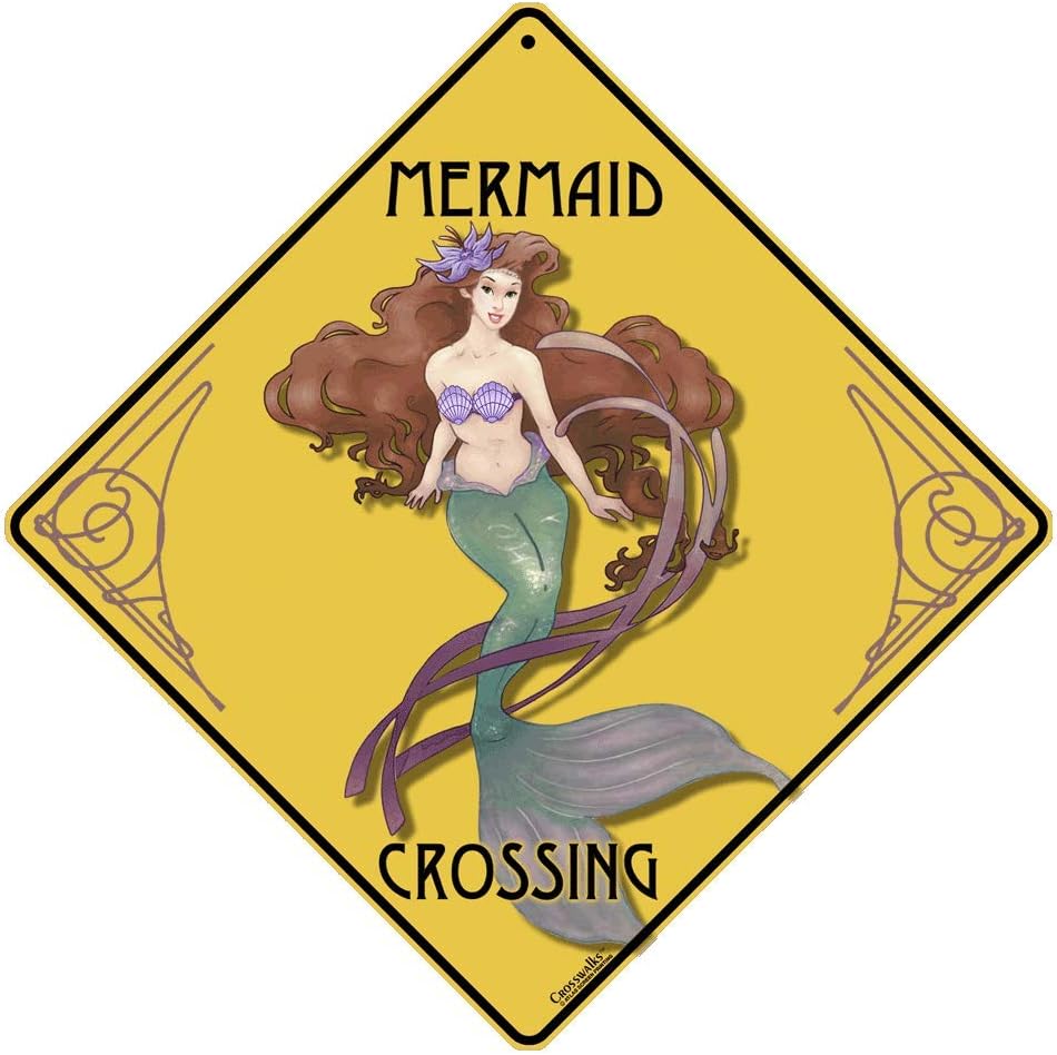 CROSSWALKS Mermaid Crossing 12" X 12" Aluminum Sign (X330-DC)