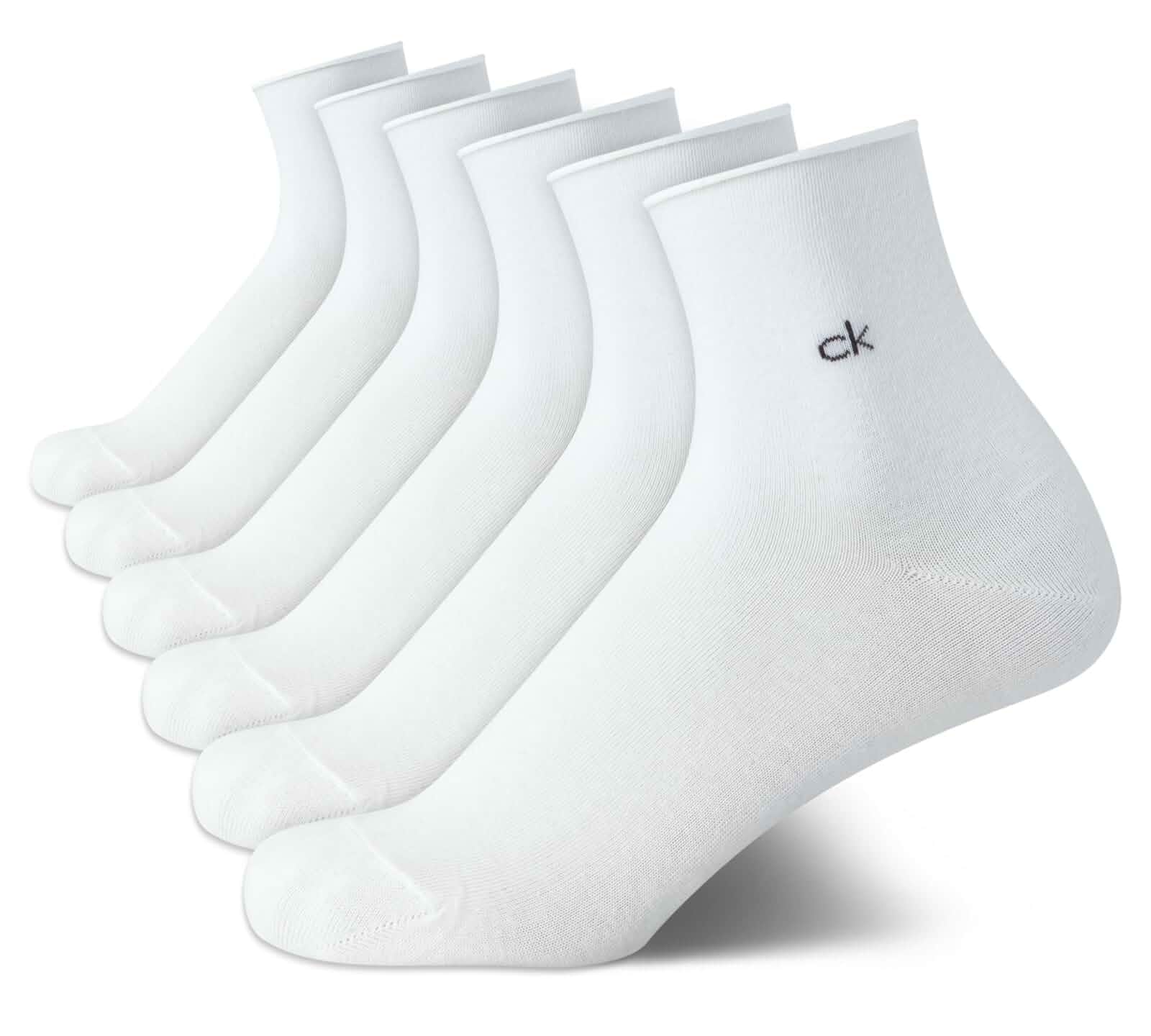 Calvin Klein Womens 6 Pack Soft Cotton Roll Cuff Mini Crew Dress Socks Soft Cotton Blend With a Decorative Cuff and Padded Sole, Cute Everyday Comfort for School, Casual and Dressy Outfits